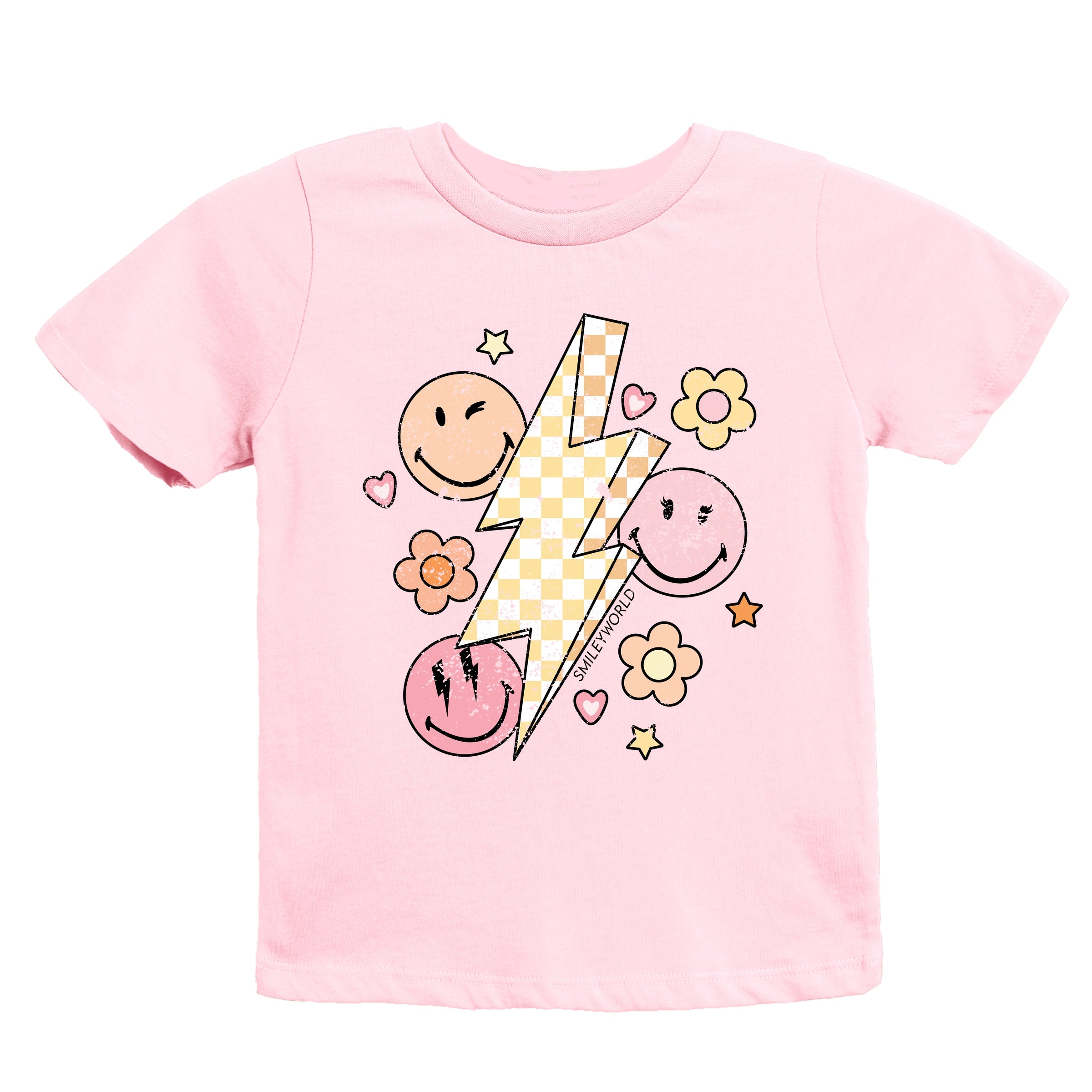 SmileyWorld Checkered Lightning Floral - Youth Short Sleeve Graphic T-Shirt