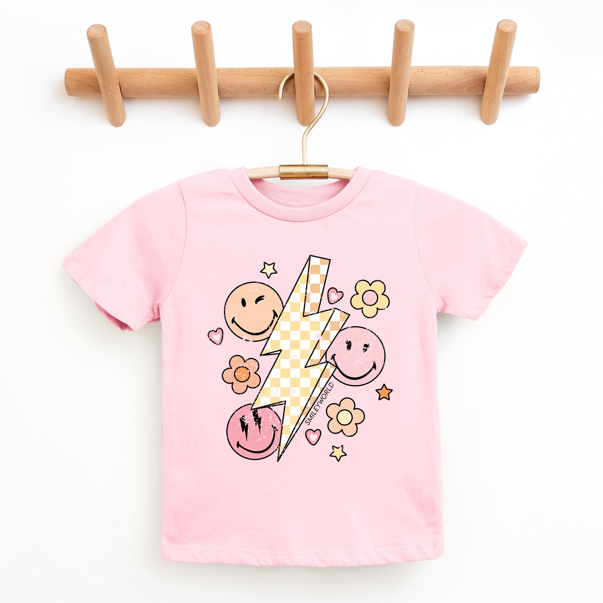 SmileyWorld Checkered Lightning Floral - Youth Short Sleeve Graphic T-Shirt