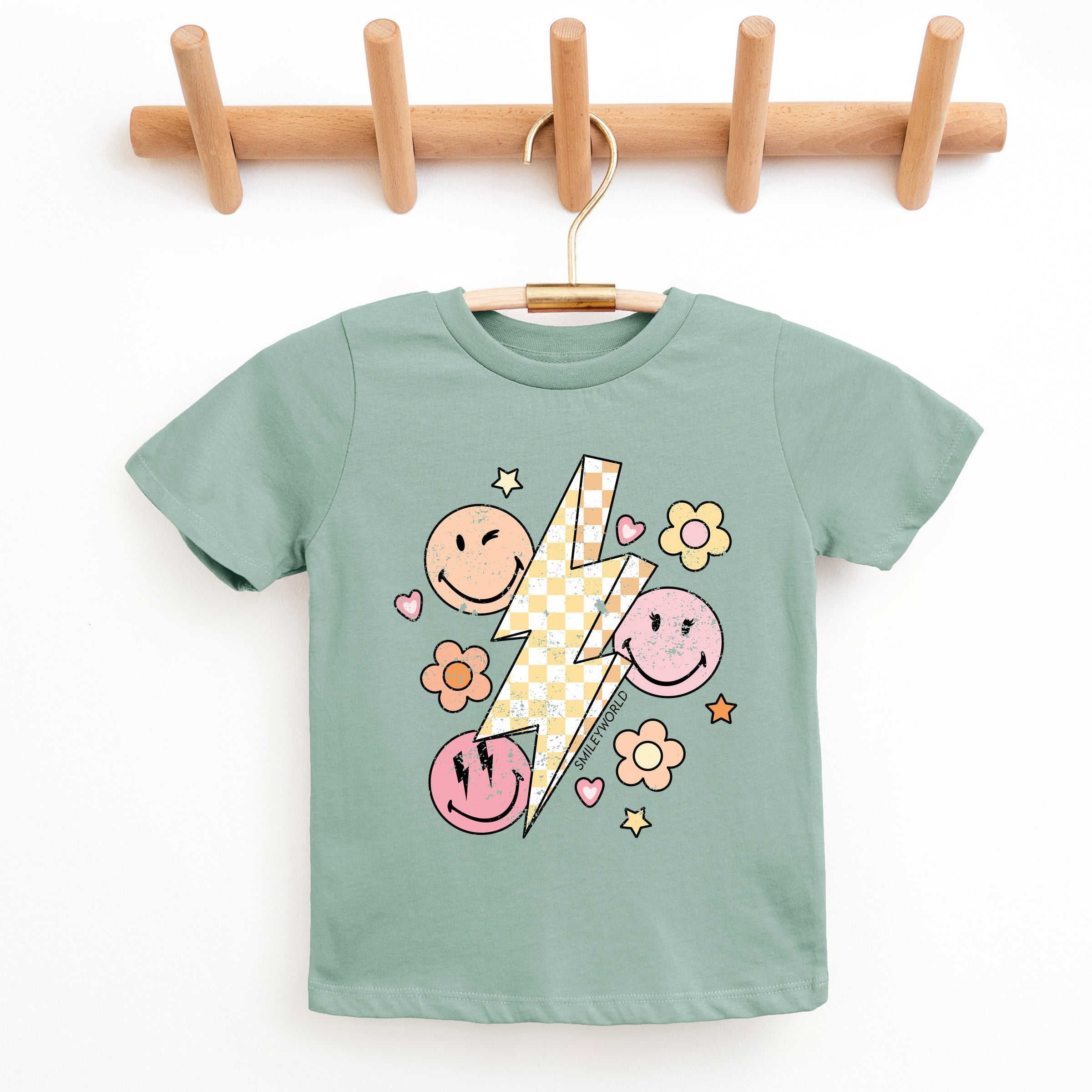 SmileyWorld Checkered Lightning Floral - Youth Short Sleeve Graphic T-Shirt