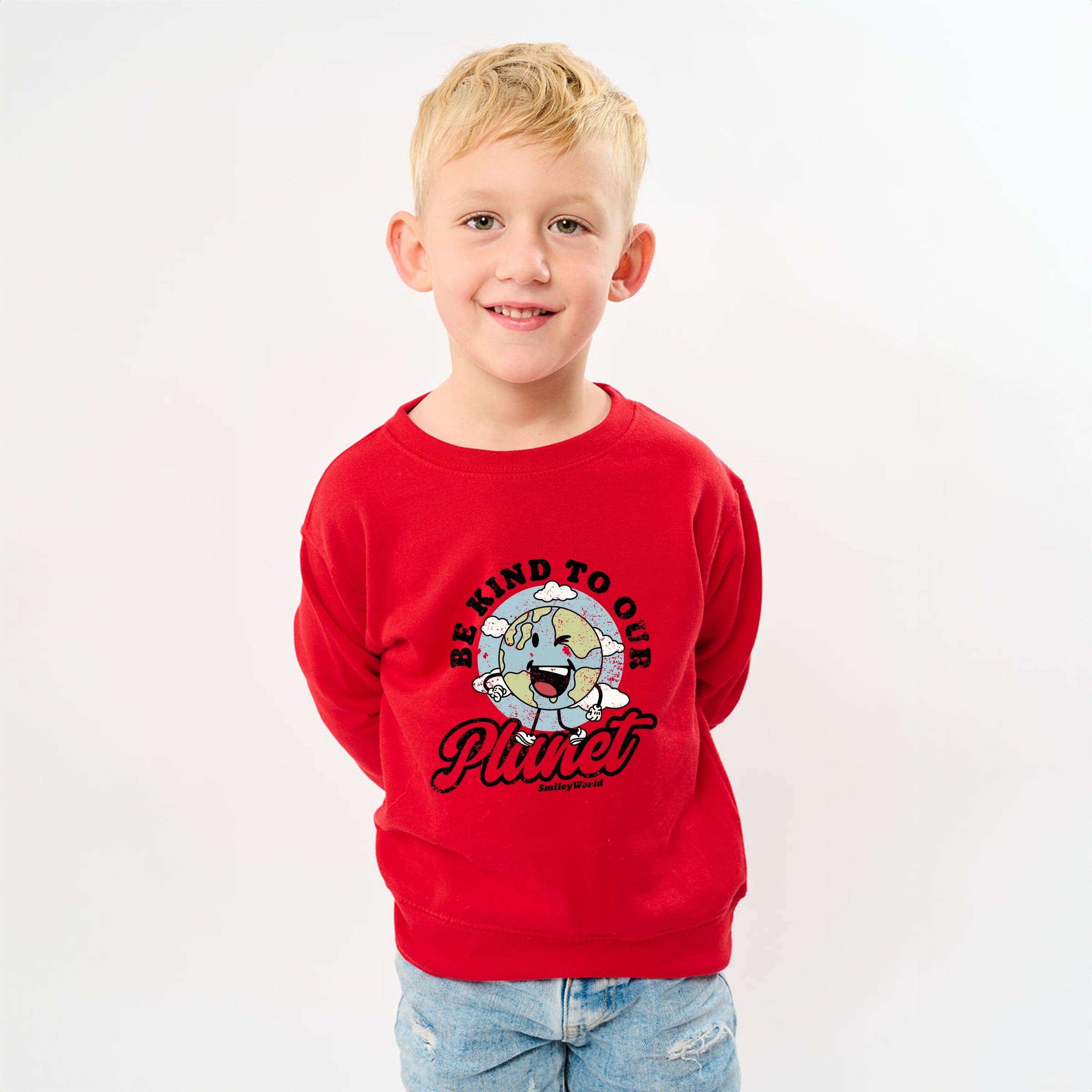 SmileyWorld Be Kind To Our Planet Retro - Youth Graphic Sweatshirt