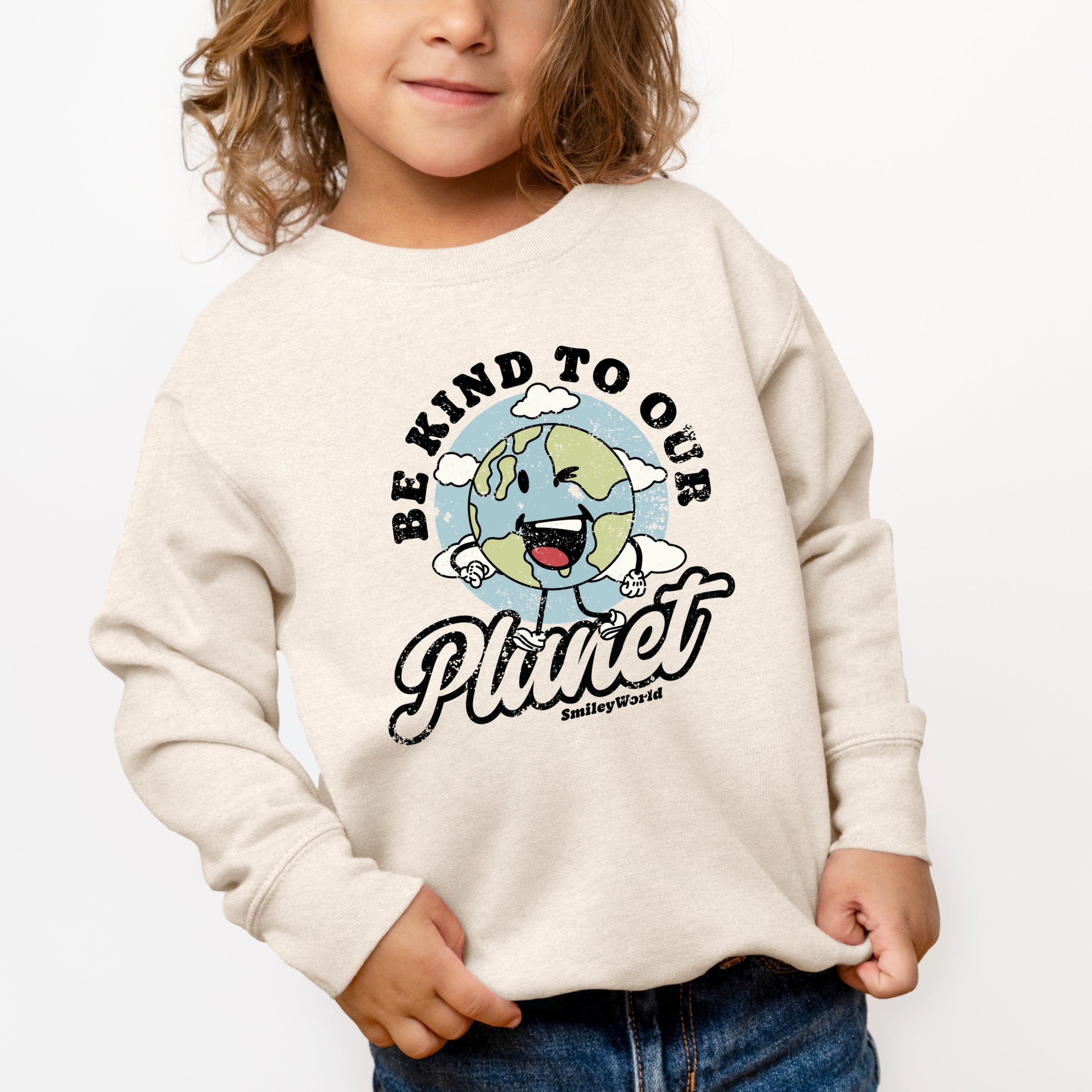 SmileyWorld Be Kind To Our Planet Retro - Toddler Graphic Sweatshirt