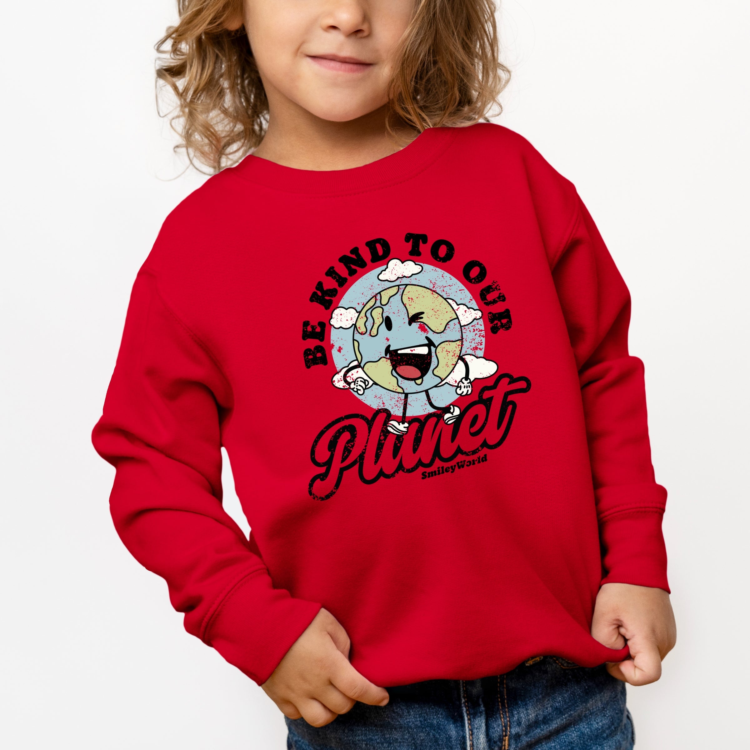 SmileyWorld Be Kind To Our Planet Retro - Toddler Graphic Sweatshirt
