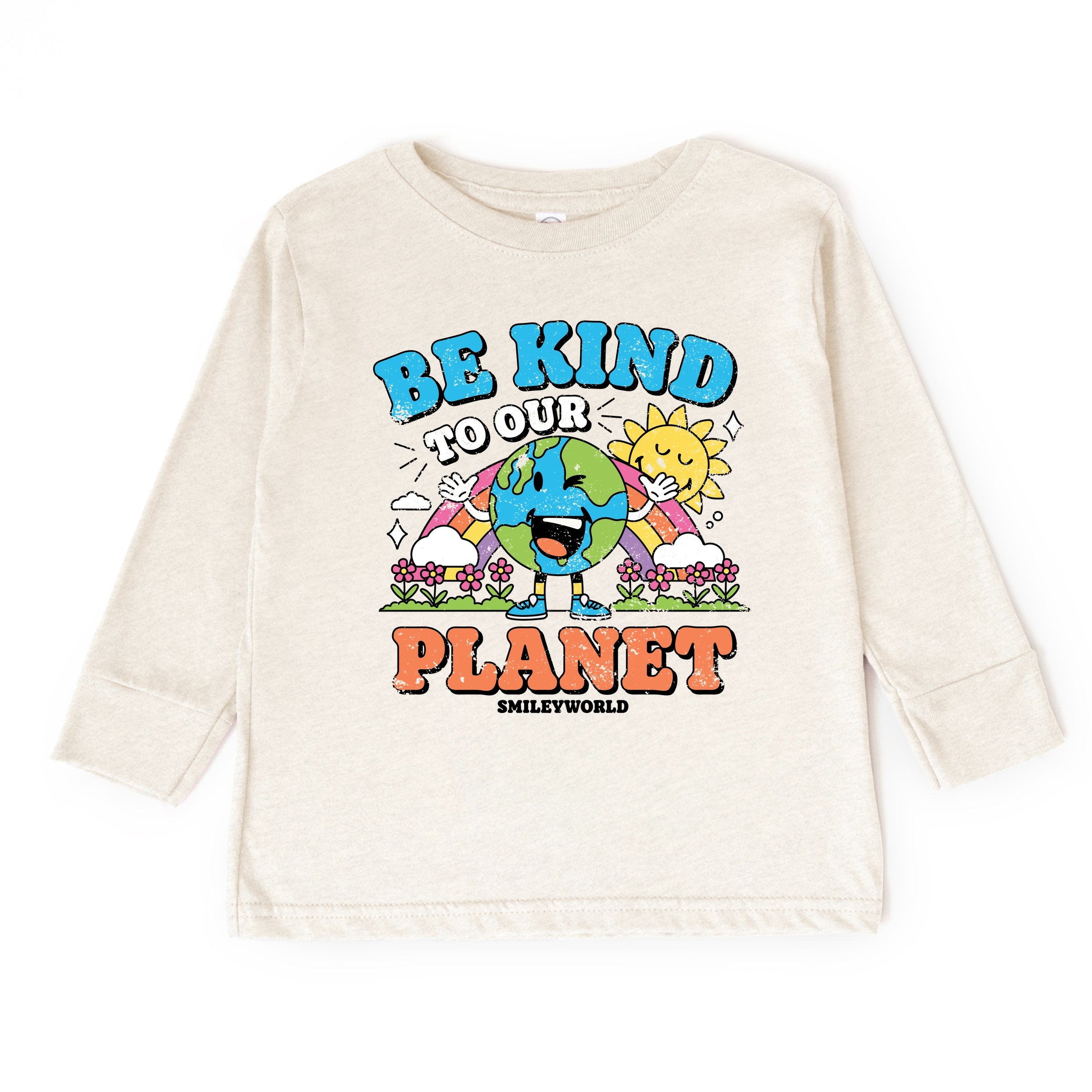 SmileyWorld Be Kind To Our Planet Rainbow - Toddler Long Sleeve Graphic Tee