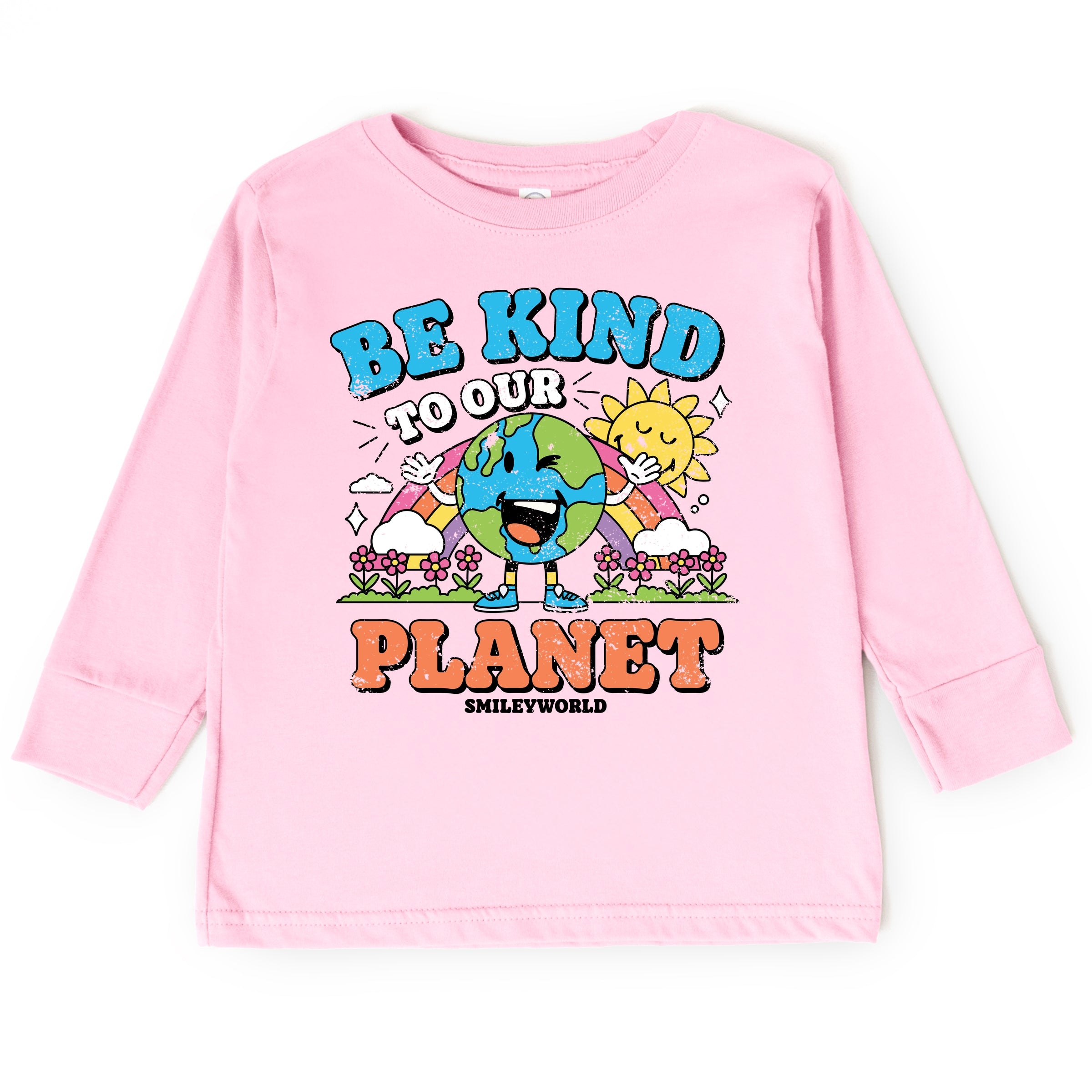 SmileyWorld Be Kind To Our Planet Rainbow - Toddler Long Sleeve Graphic Tee