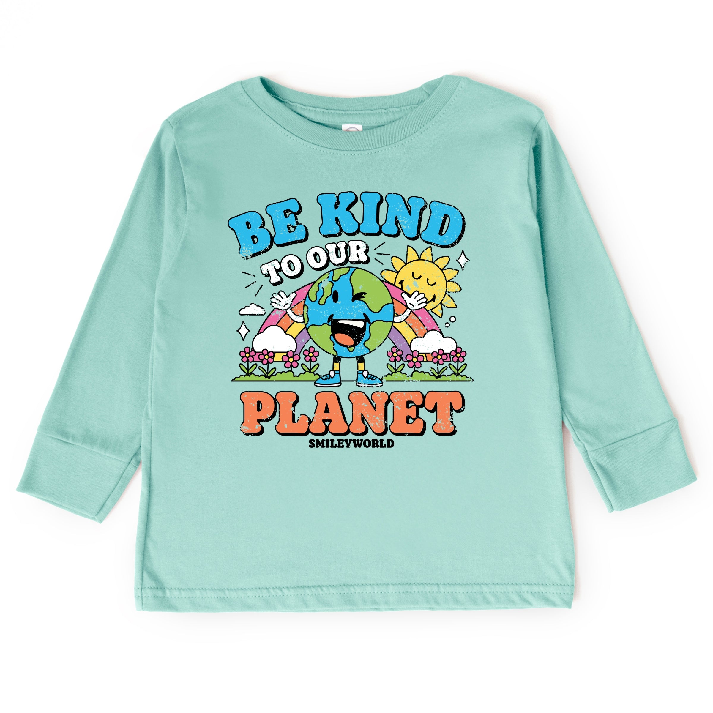 SmileyWorld Be Kind To Our Planet Rainbow - Toddler Long Sleeve Graphic Tee