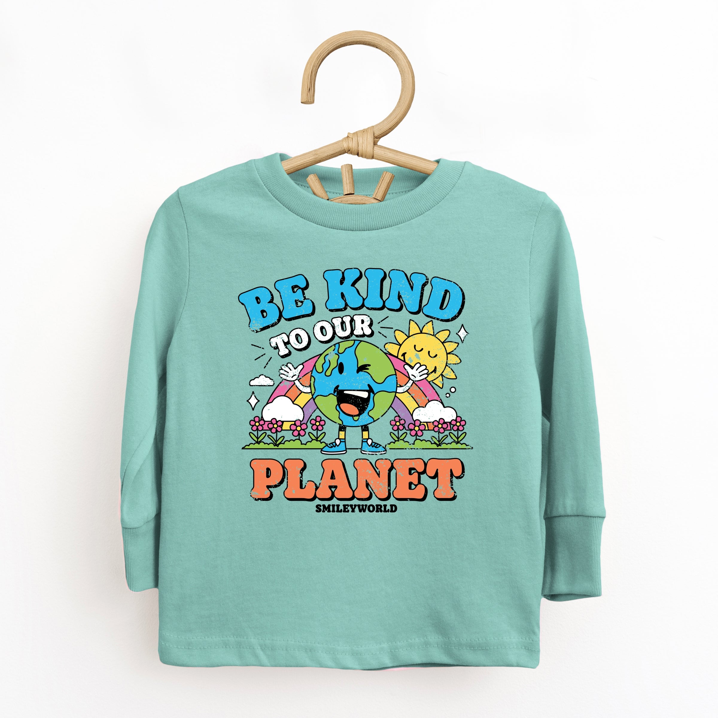 SmileyWorld Be Kind To Our Planet Rainbow - Toddler Long Sleeve Graphic Tee