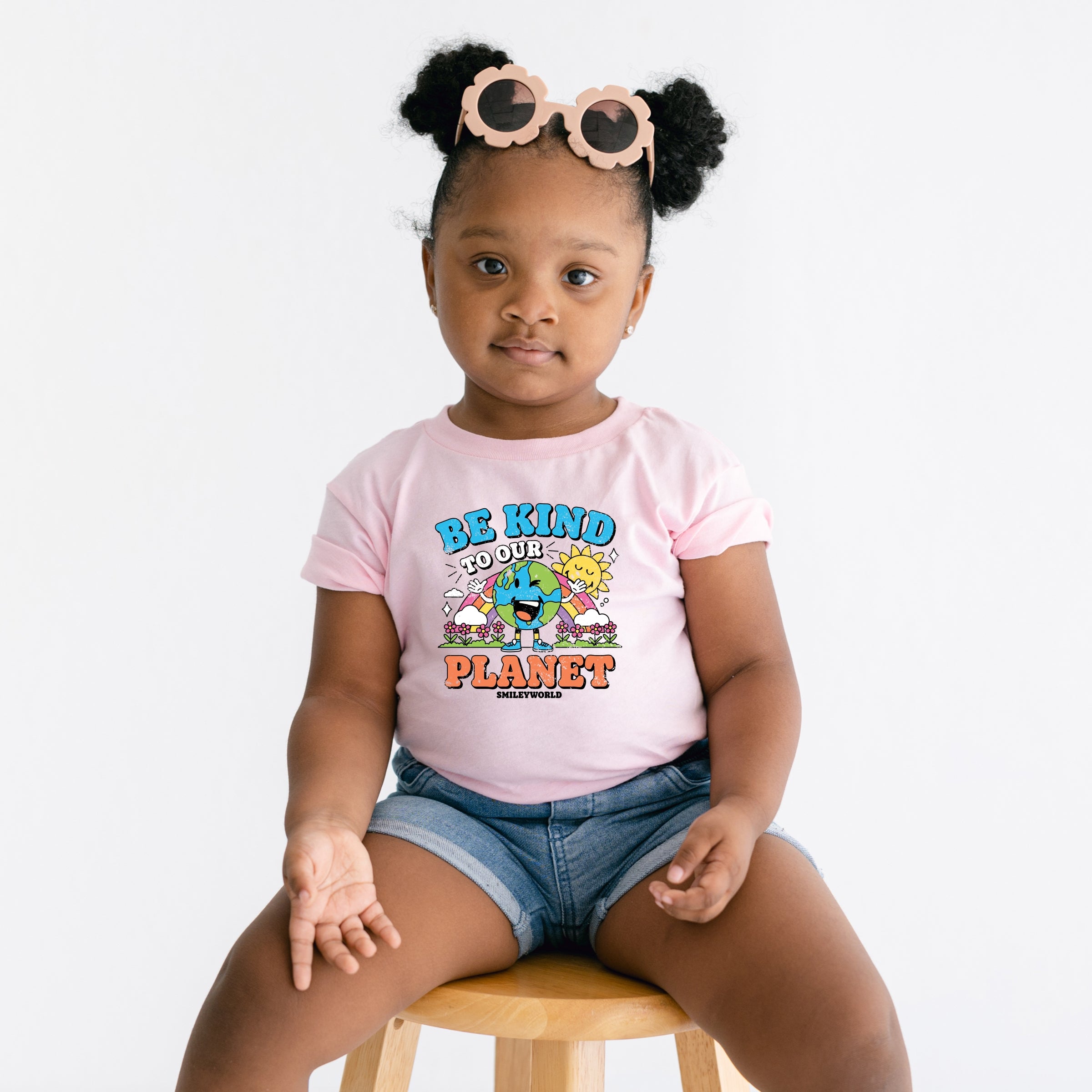 SmileyWorld Be Kind To Our Planet Rainbow - Toddler Short Sleeve Graphic T-Shirt