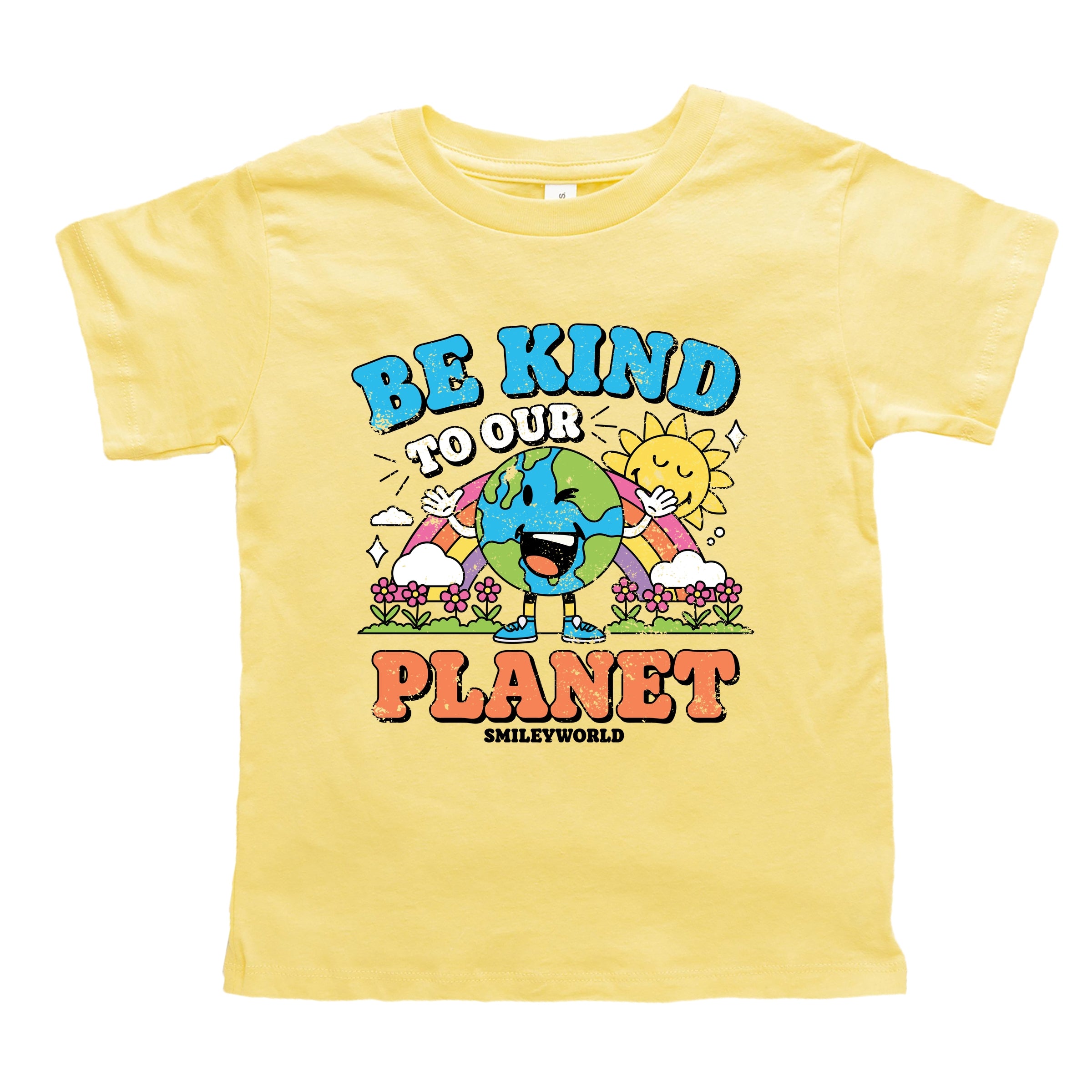 SmileyWorld Be Kind To Our Planet Rainbow - Toddler Short Sleeve Graphic T-Shirt