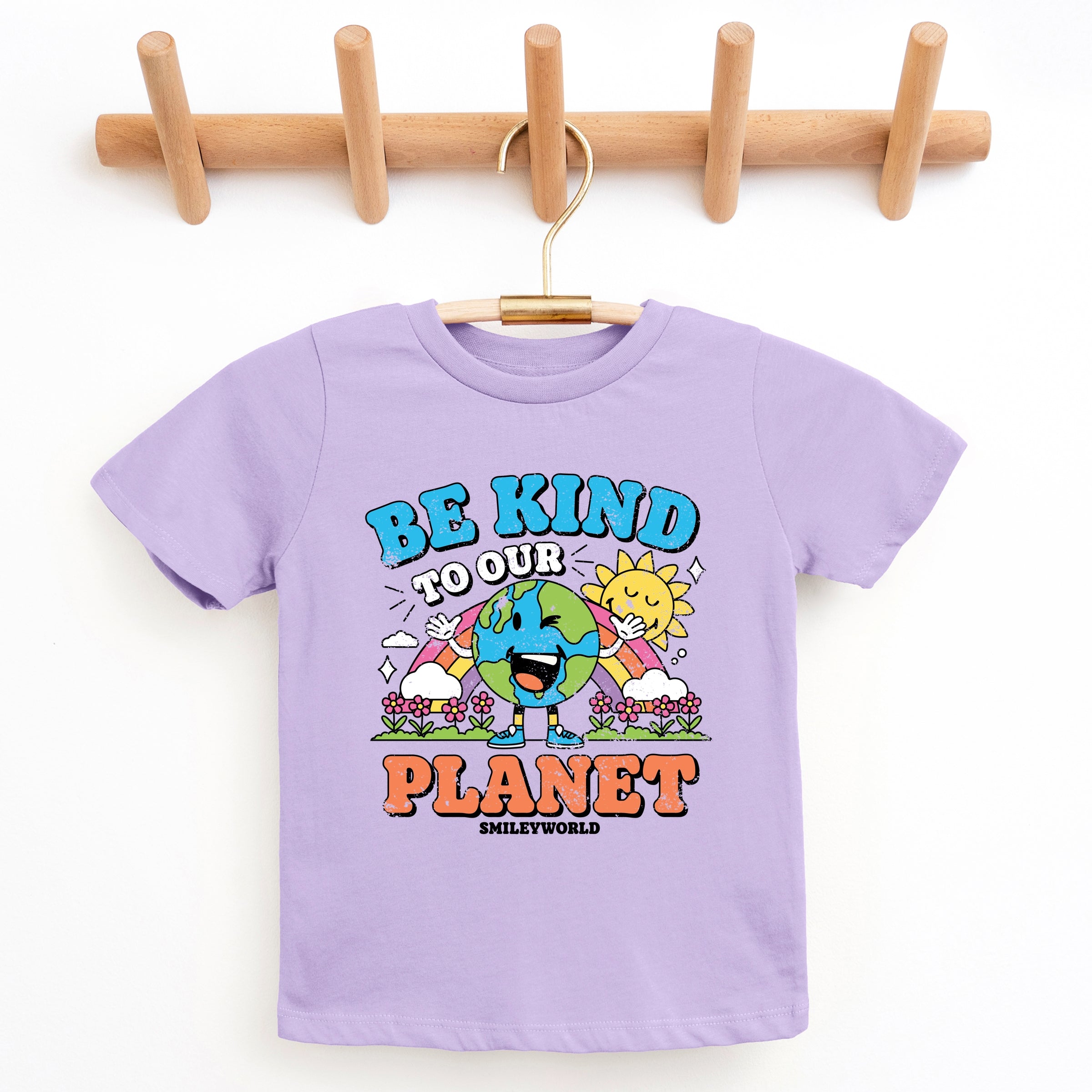 SmileyWorld Be Kind To Our Planet Rainbow - Youth Short Sleeve Graphic T-Shirt