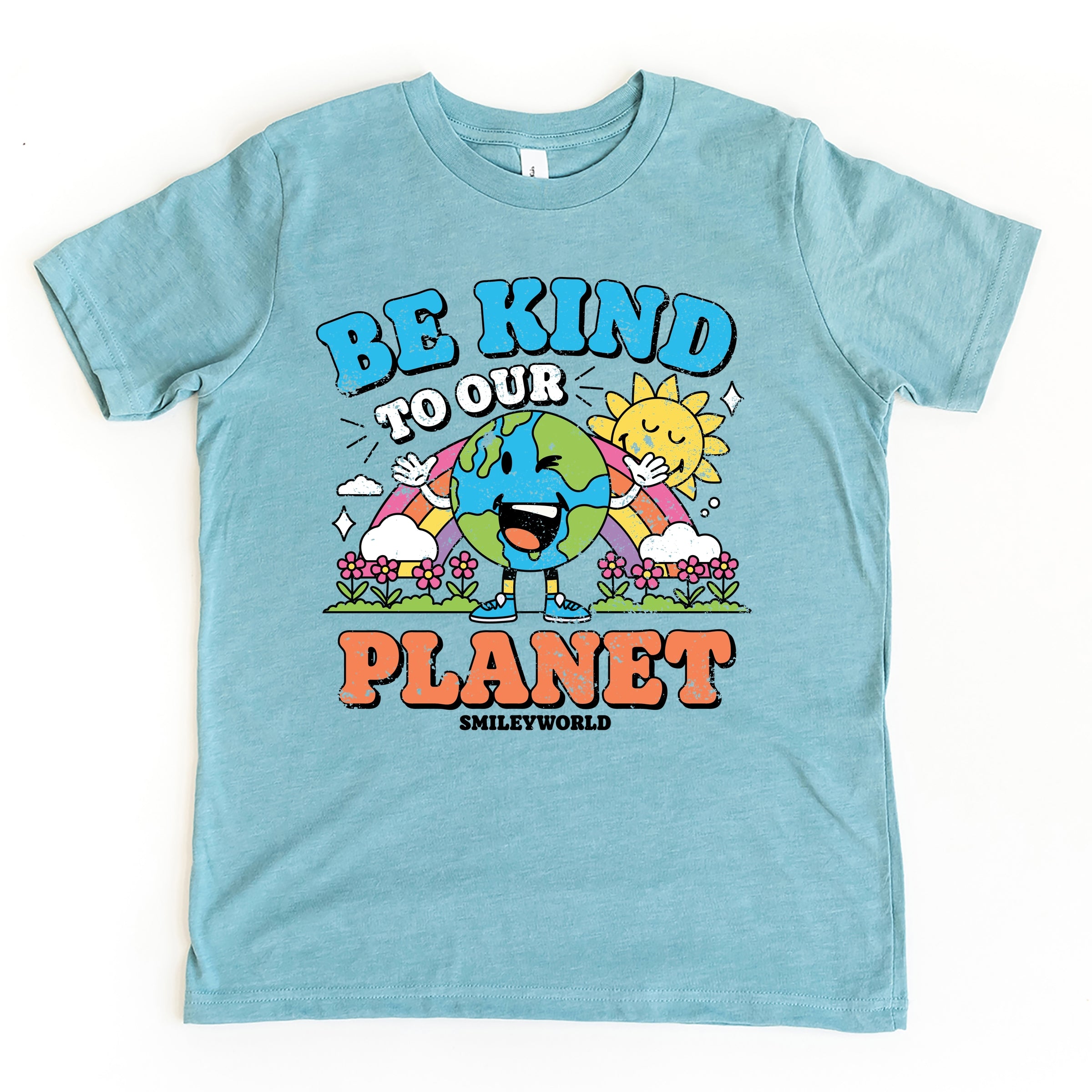 SmileyWorld Be Kind To Our Planet Rainbow - Youth Short Sleeve Graphic T-Shirt