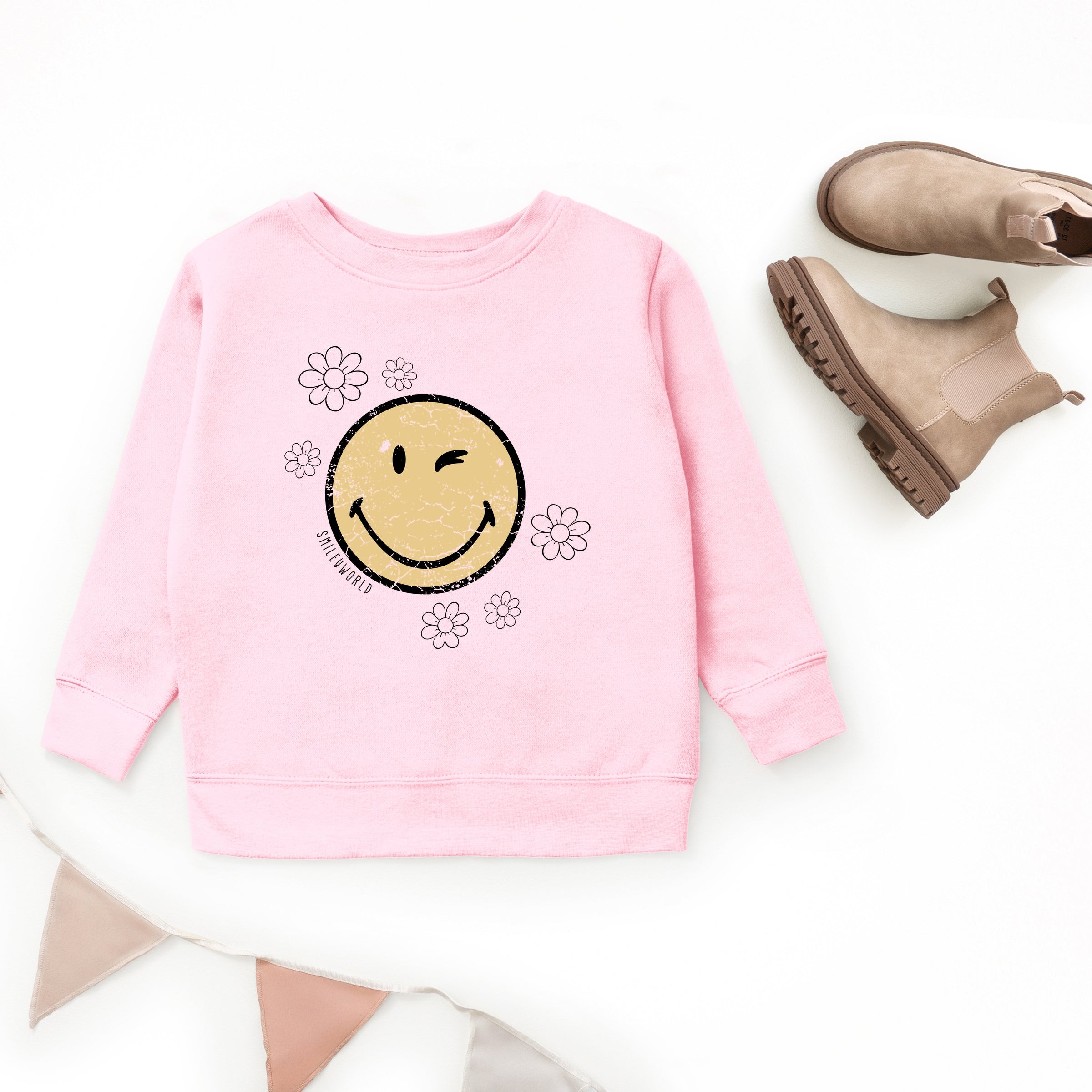 SmileyWorld Flower Outline - Youth Graphic Sweatshirt