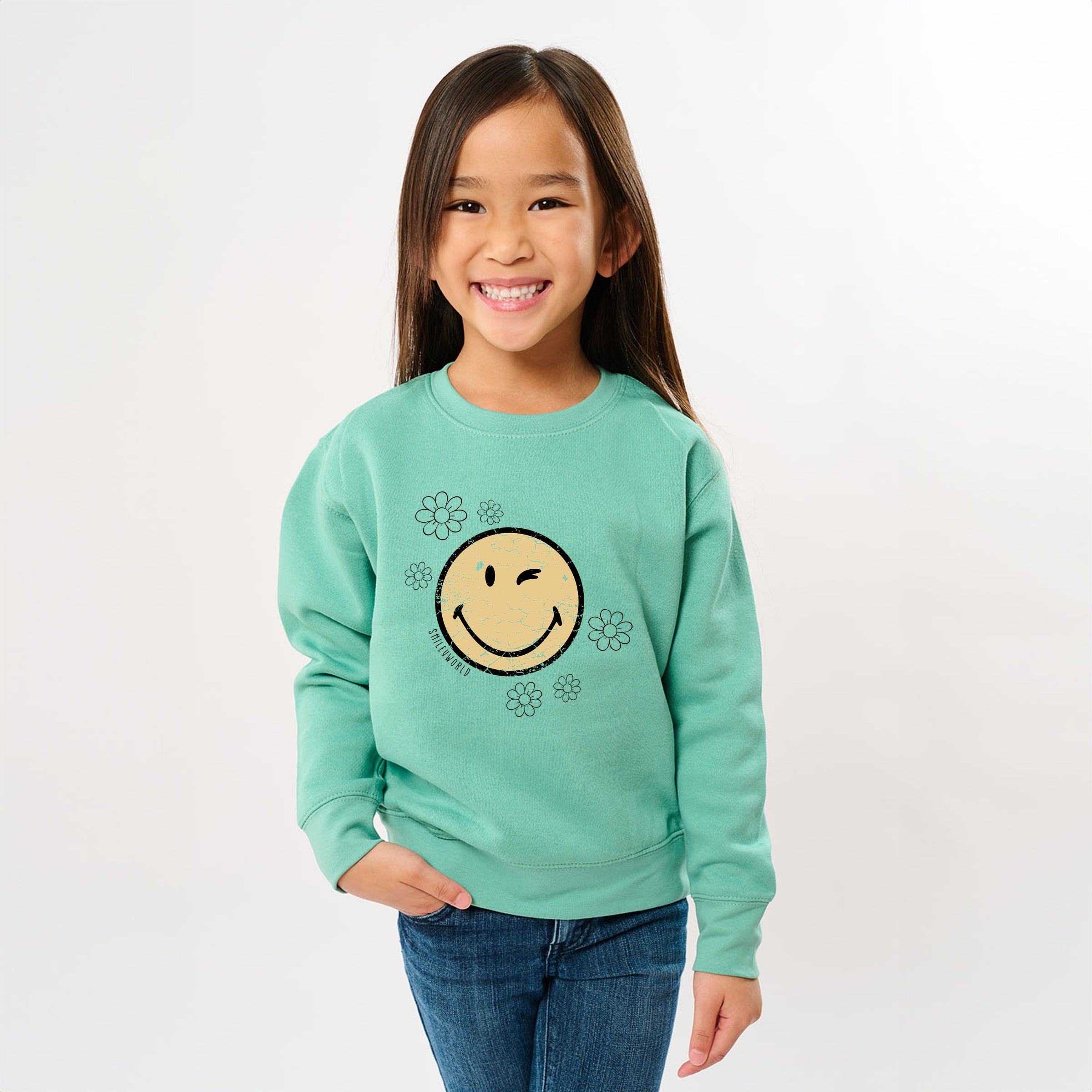 SmileyWorld Flower Outline - Youth Graphic Sweatshirt