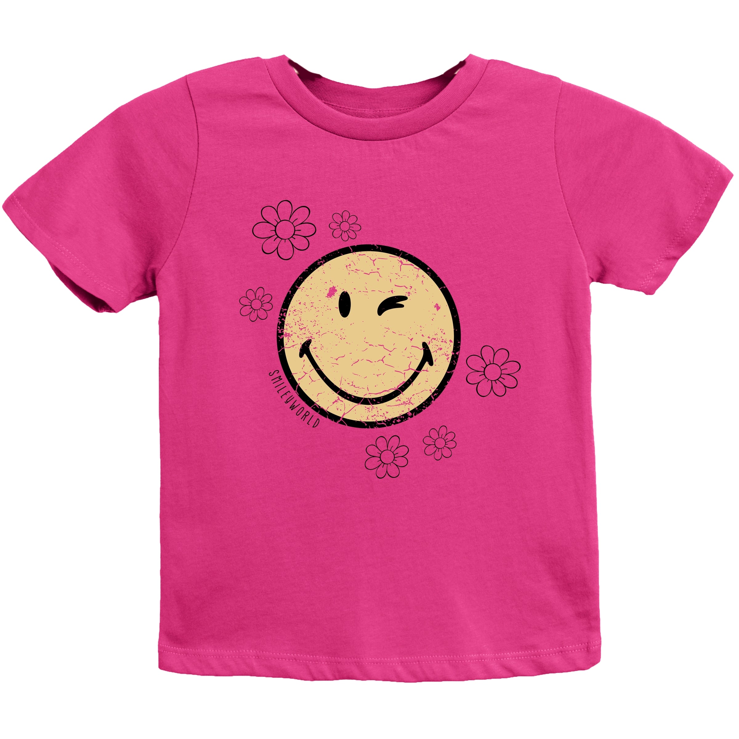 SmileyWorld Flower Outline - Youth Short Sleeve Graphic T-Shirt