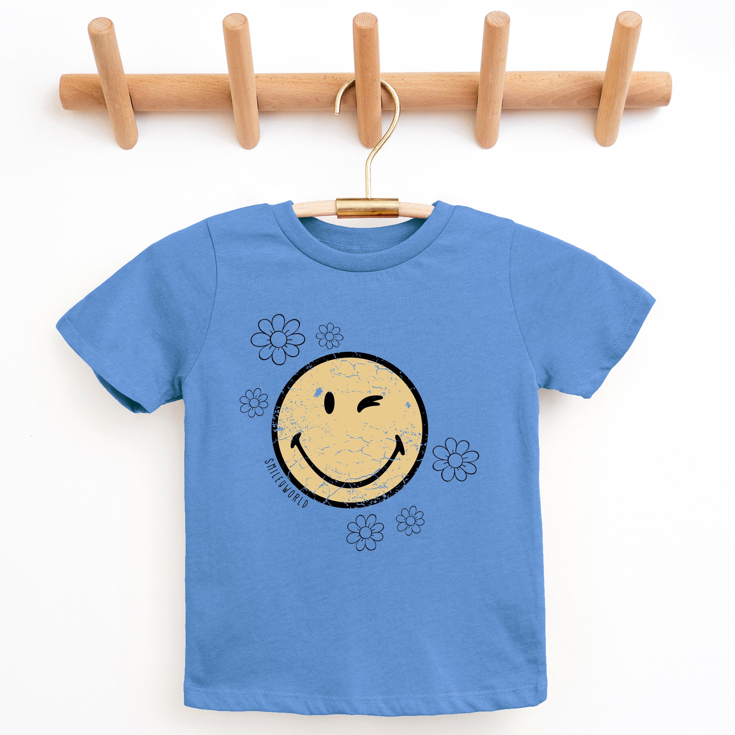 SmileyWorld Flower Outline - Youth Short Sleeve Graphic T-Shirt