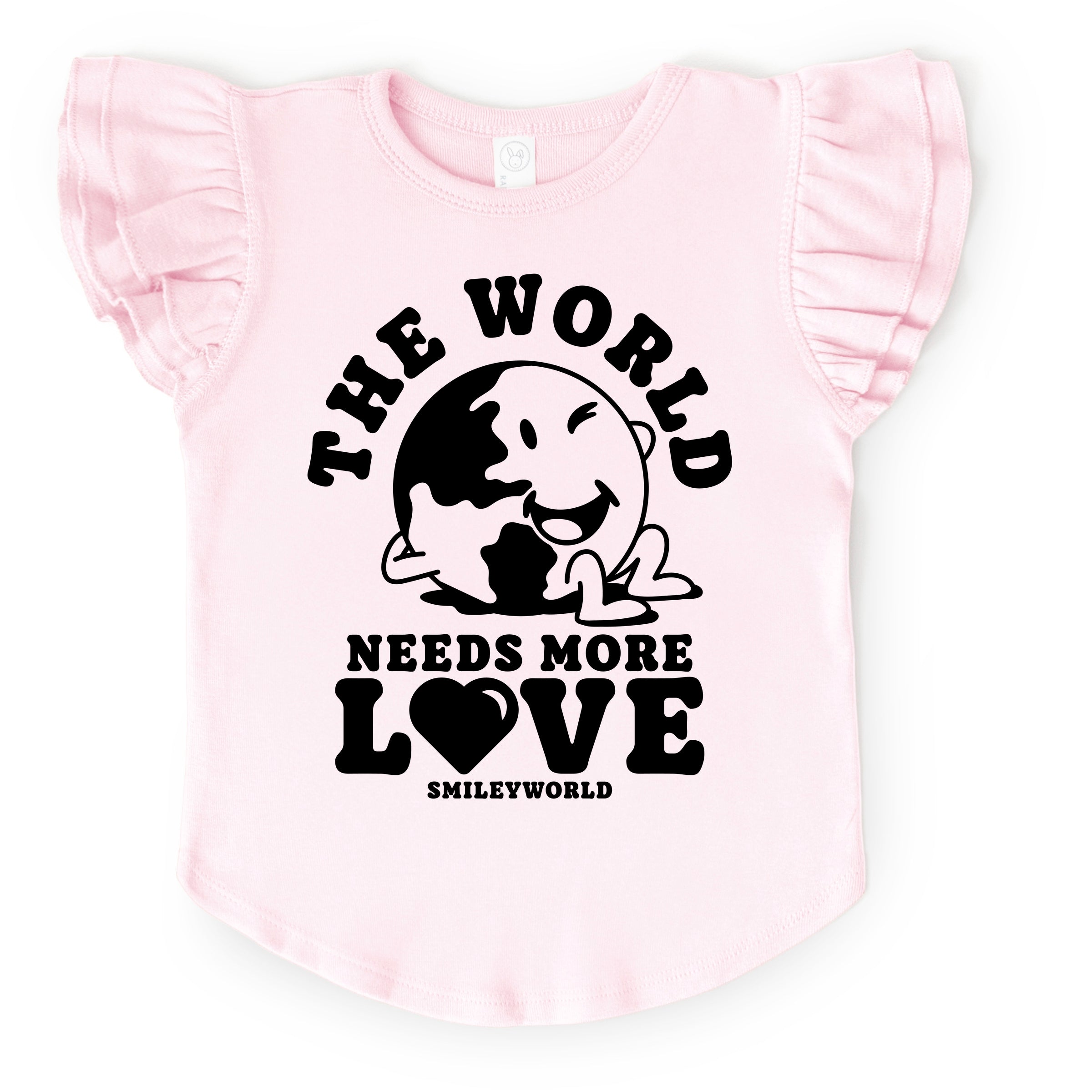 SmileyWorld The World Needs More Love - Flutter Sleeve Graphic T-Shirt