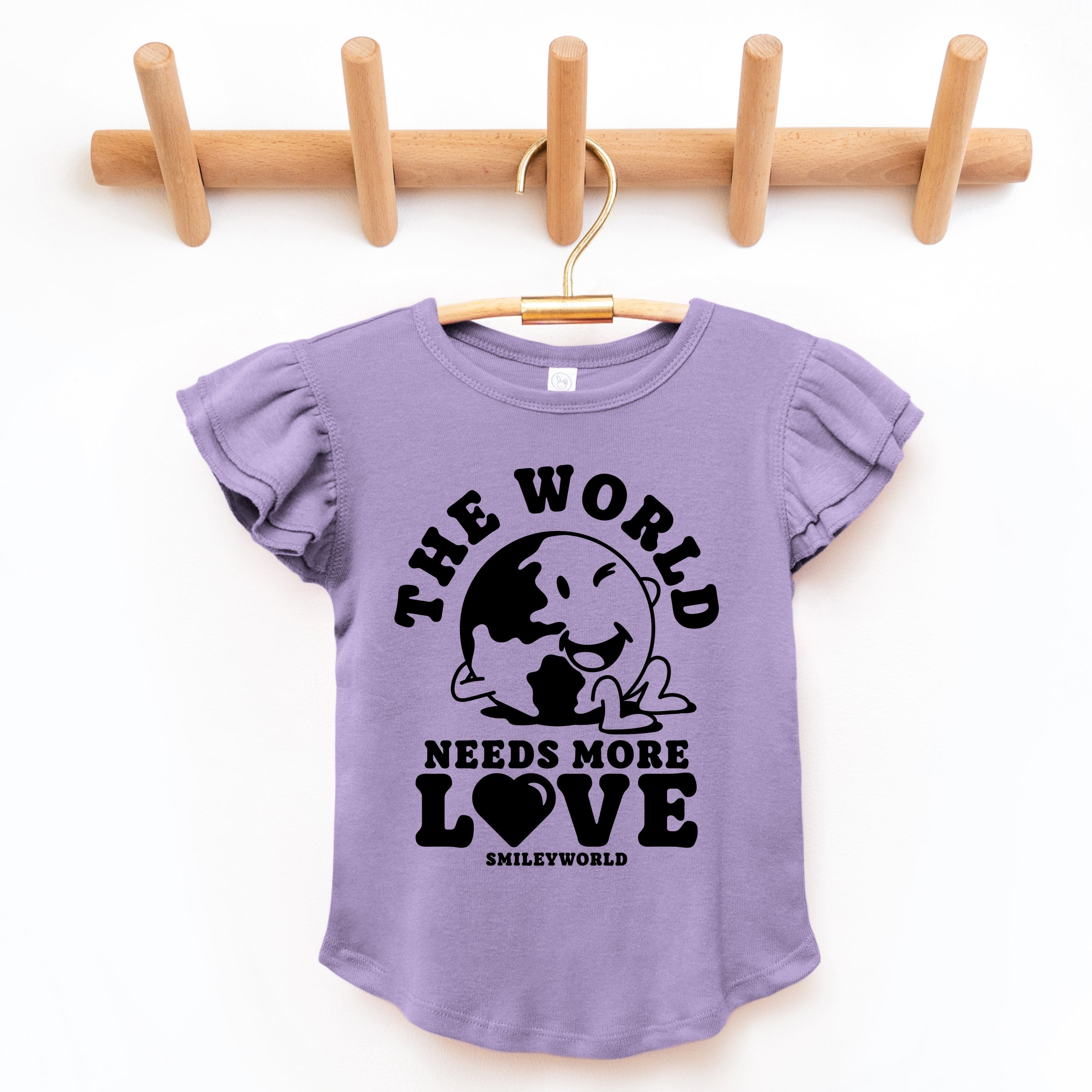 SmileyWorld The World Needs More Love - Flutter Sleeve Graphic T-Shirt