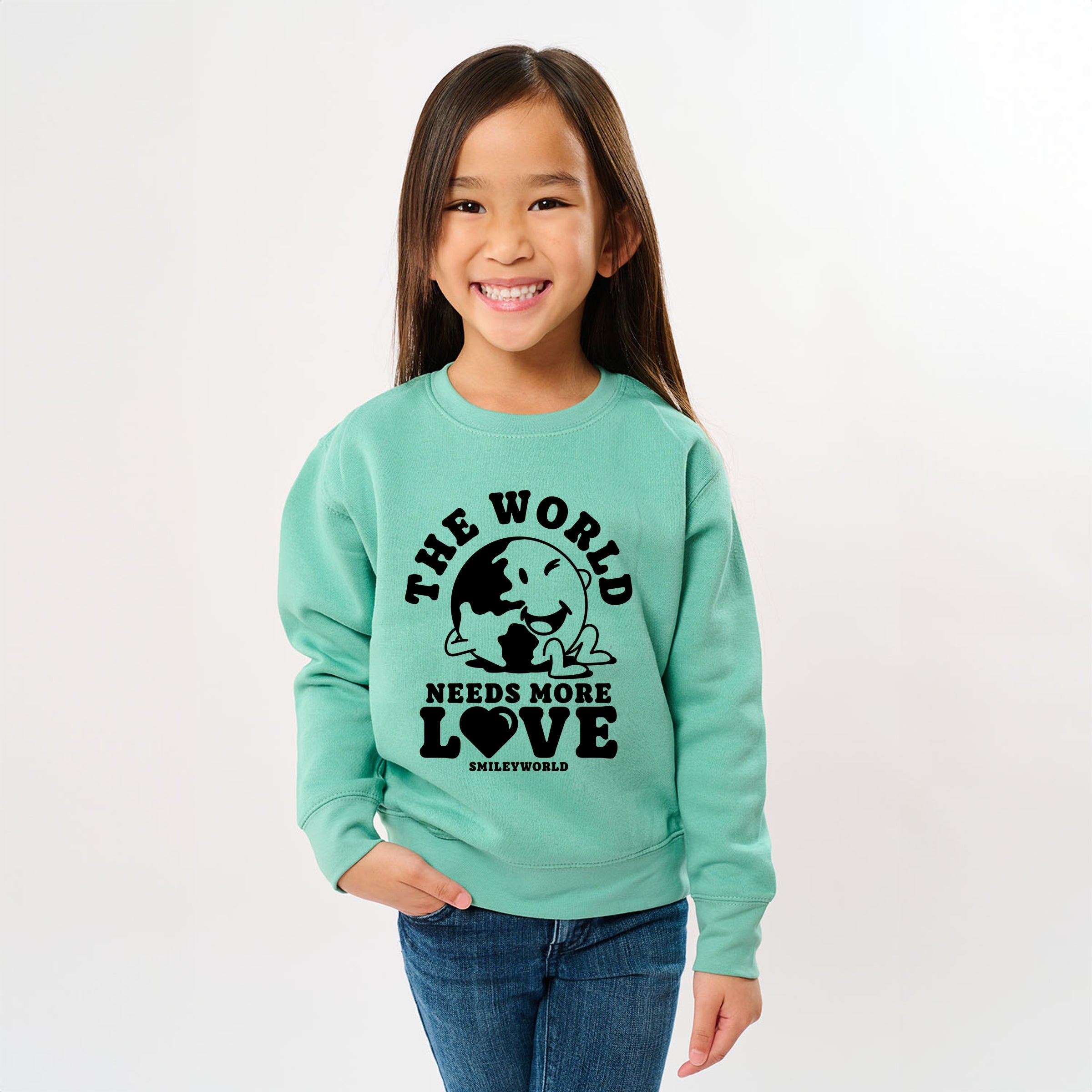 SmileyWorld The World Needs More Love - Youth Graphic Sweatshirt
