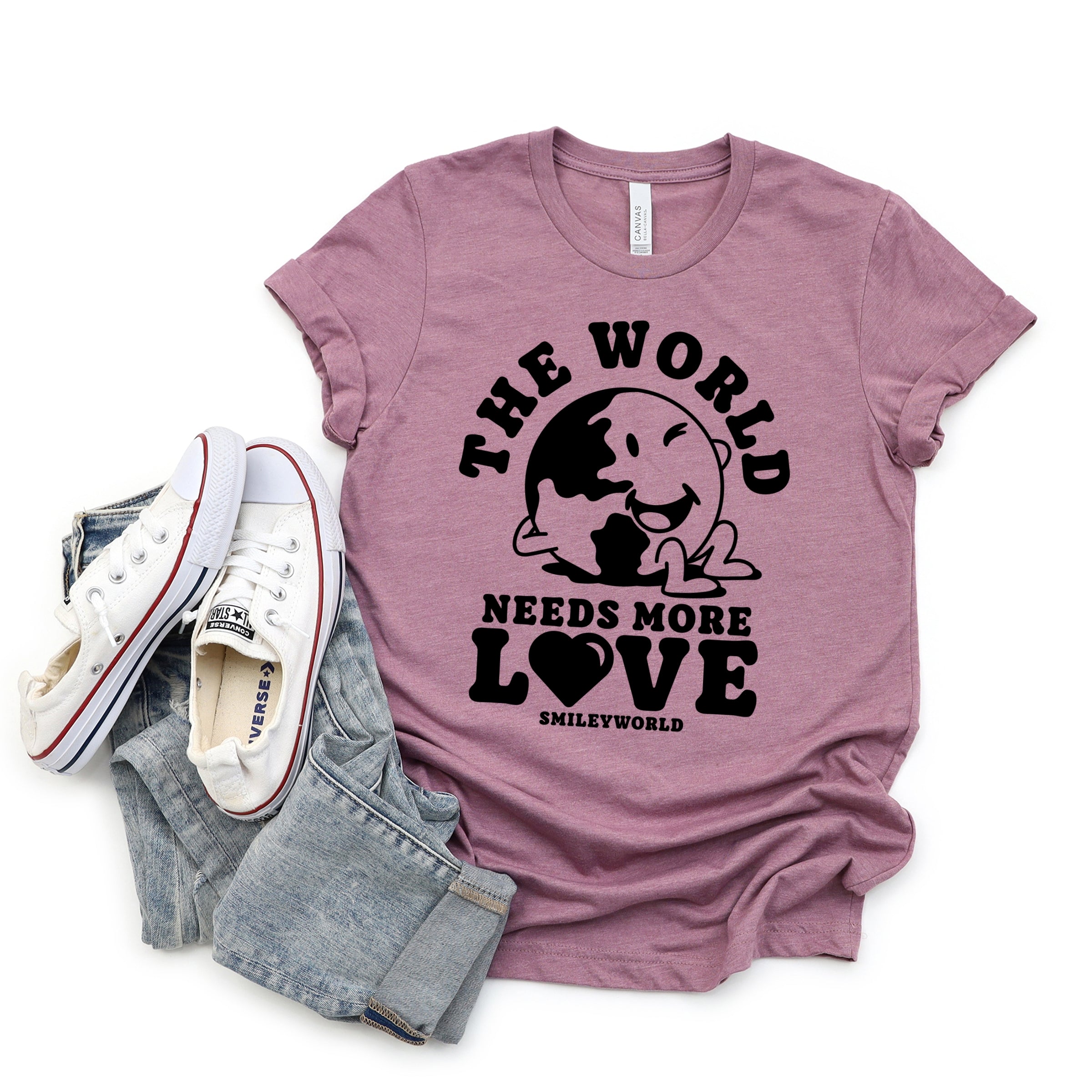 SmileyWorld The World Needs More Love - Youth Short Sleeve Graphic T-Shirt