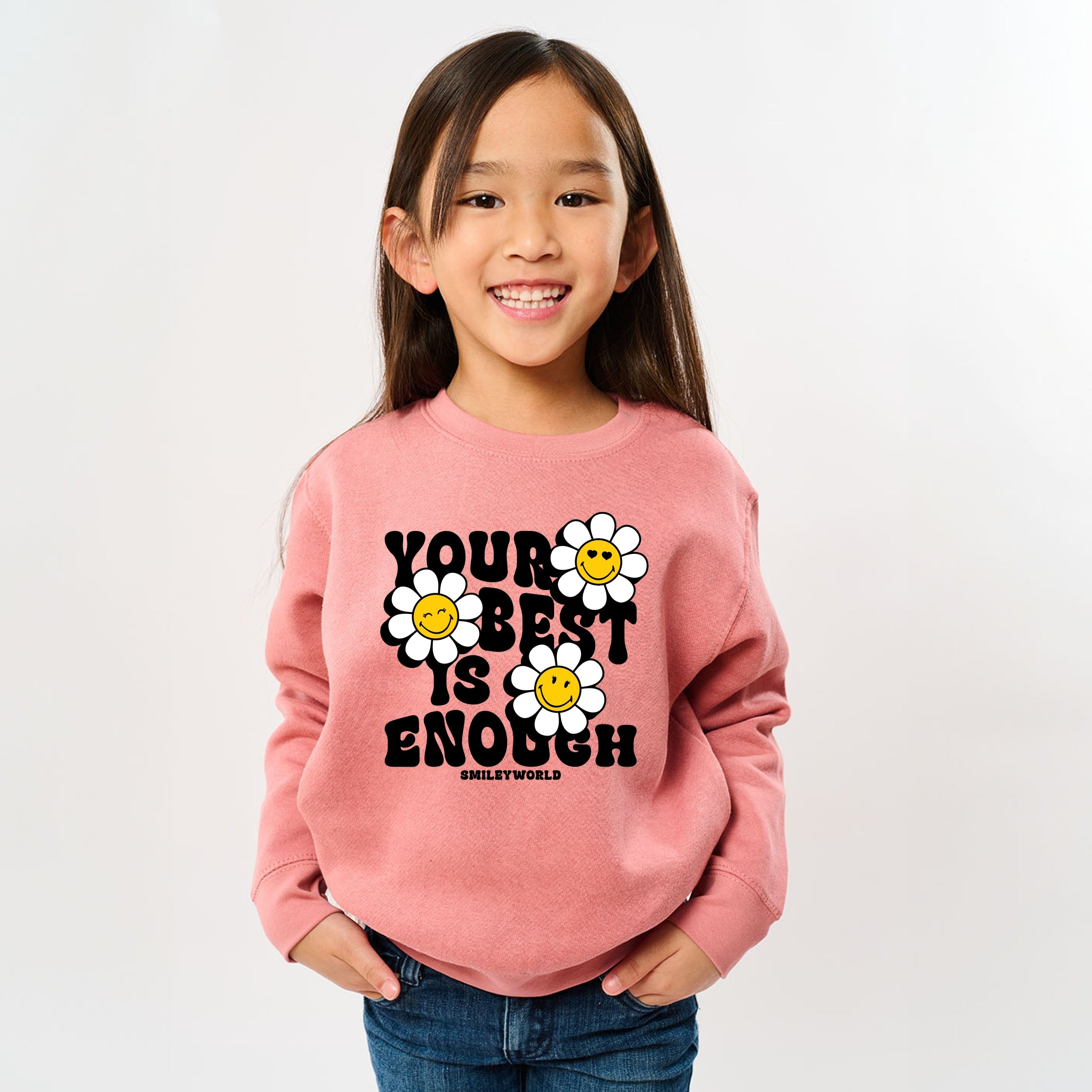 SmileyWorld Your Best Is Enough Floral - Youth Graphic Sweatshirt
