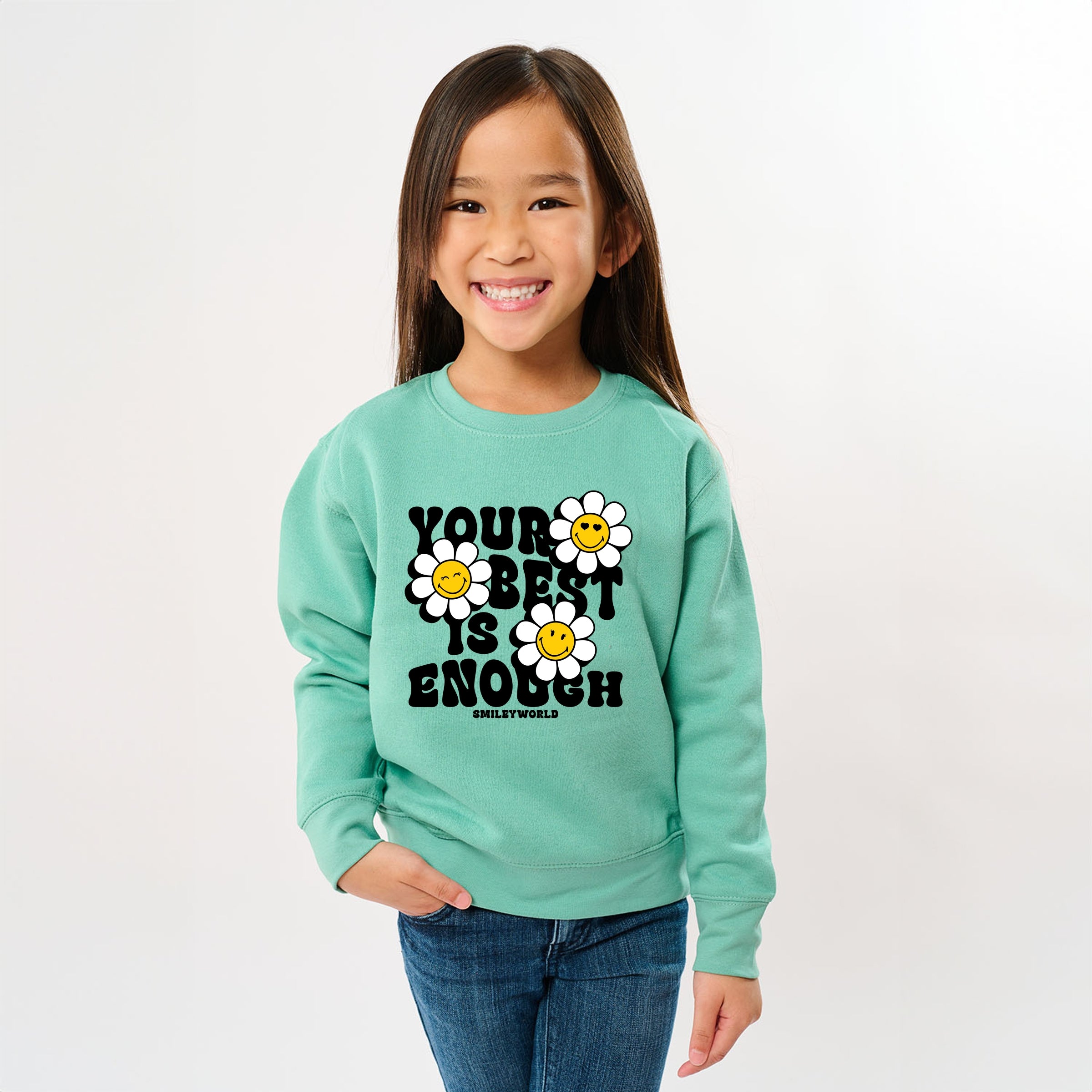 SmileyWorld Your Best Is Enough Floral - Youth Graphic Sweatshirt
