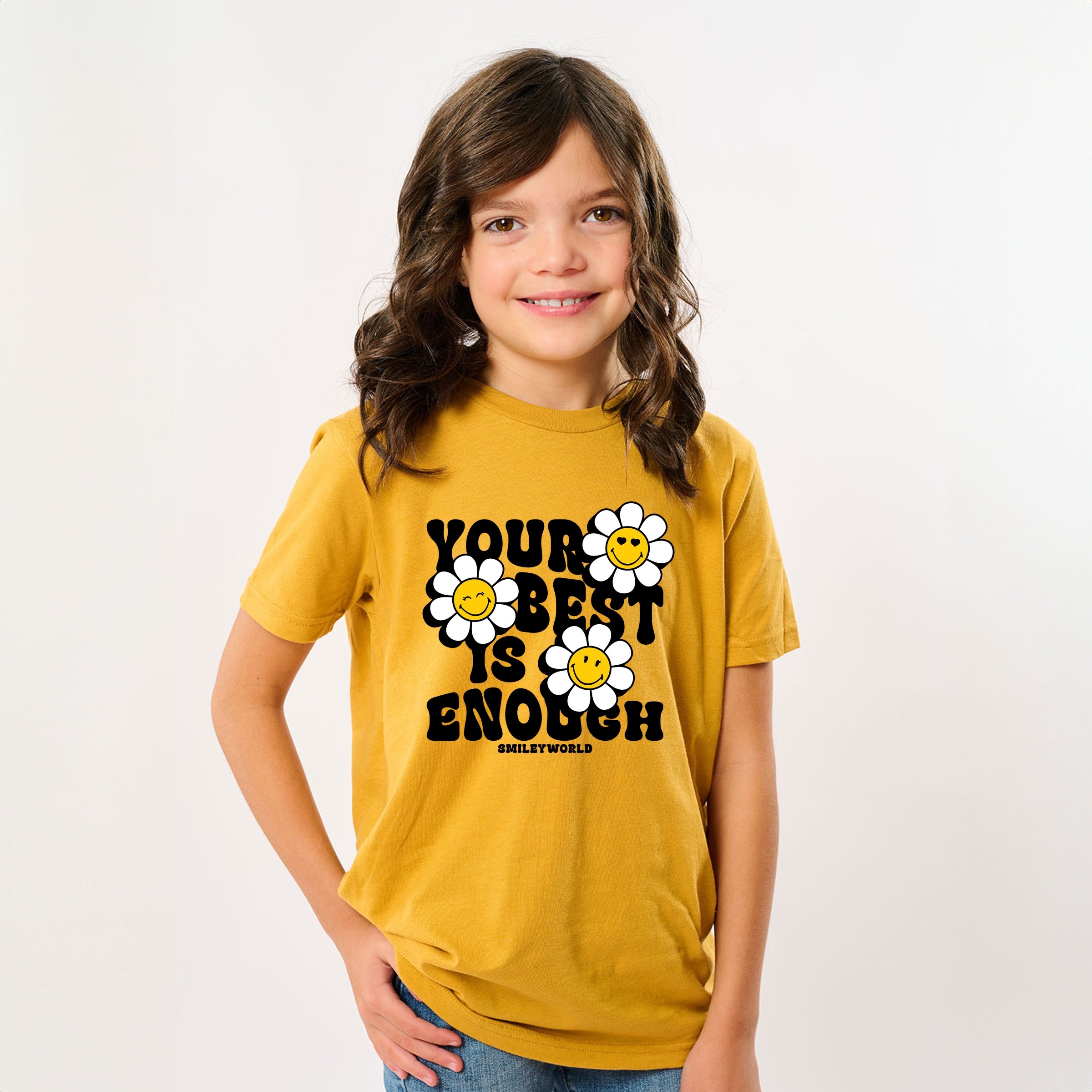 SmileyWorld Your Best Is Enough Floral - Youth Short Sleeve Graphic T-Shirt