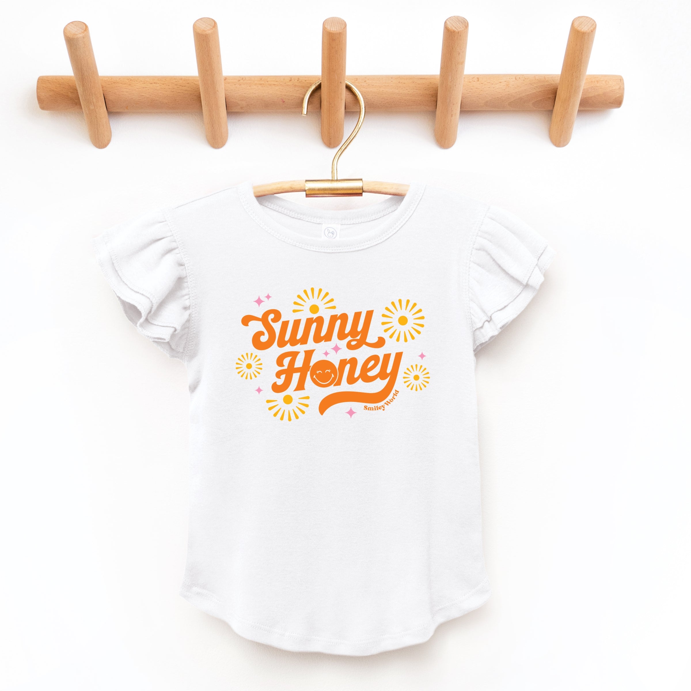 SmileyWorld Sunny Honey - Flutter Sleeve Graphic T-Shirt