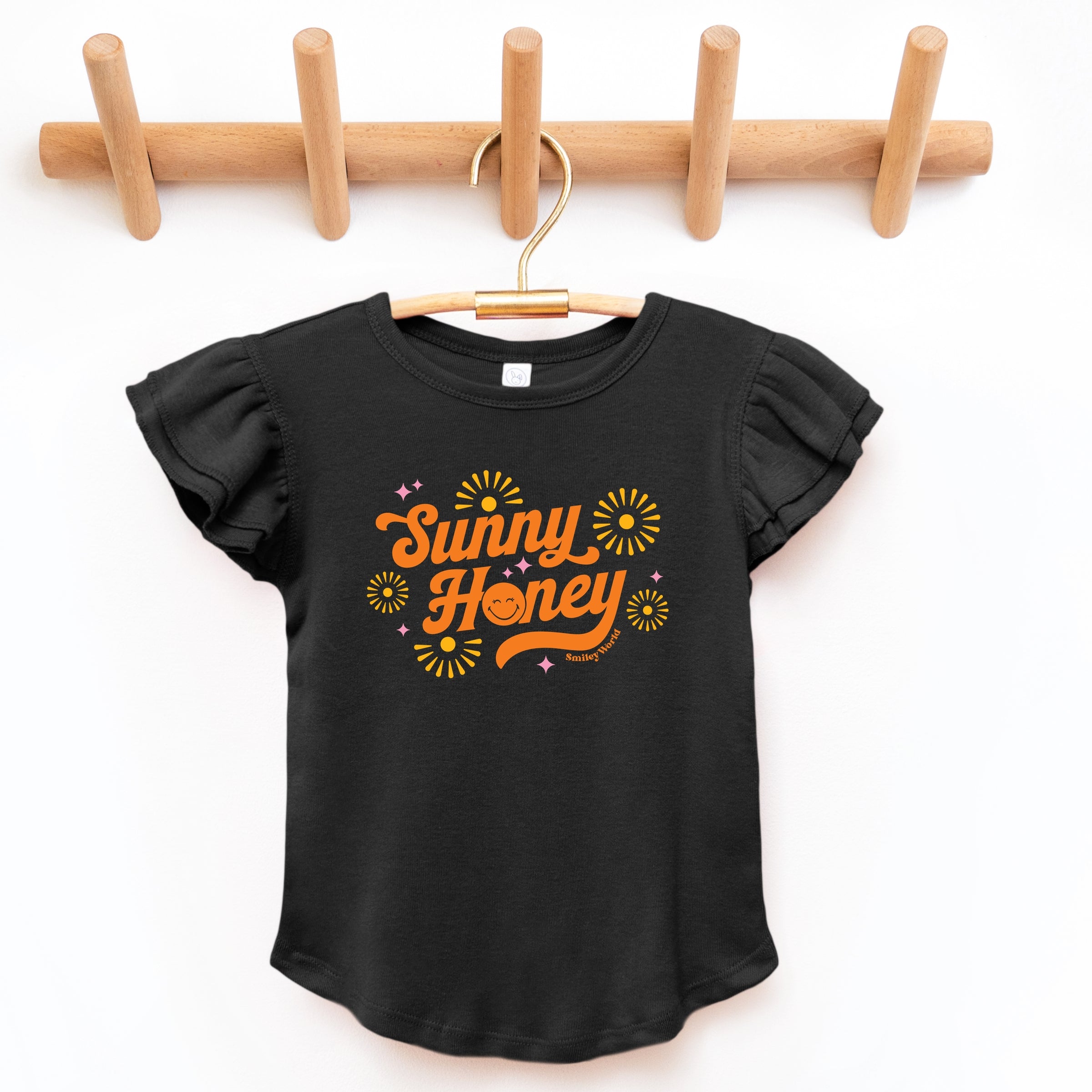 SmileyWorld Sunny Honey - Flutter Sleeve Graphic T-Shirt