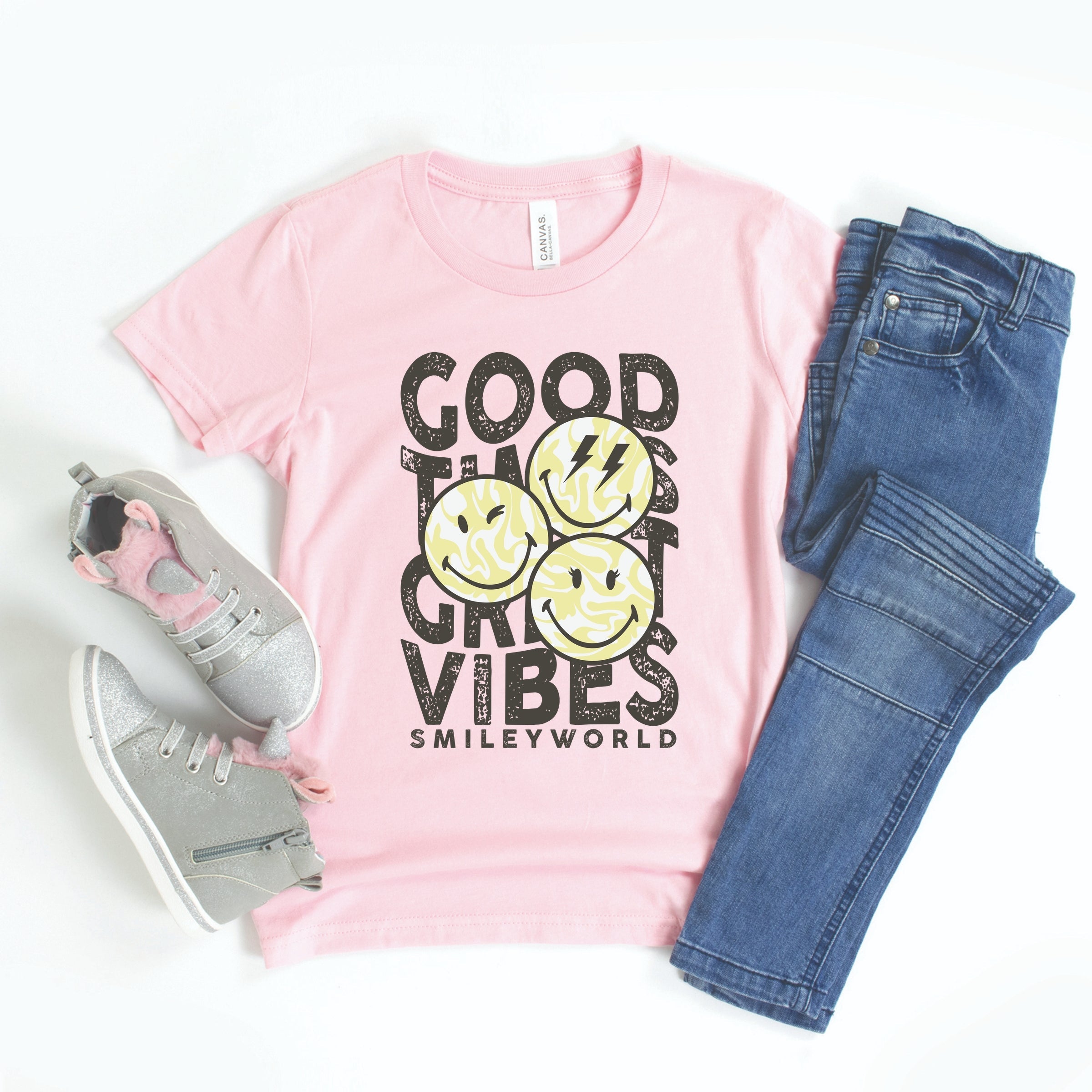SmileyWorld Good Times Great Vibes  - Youth Short Sleeve Graphic T-Shirt