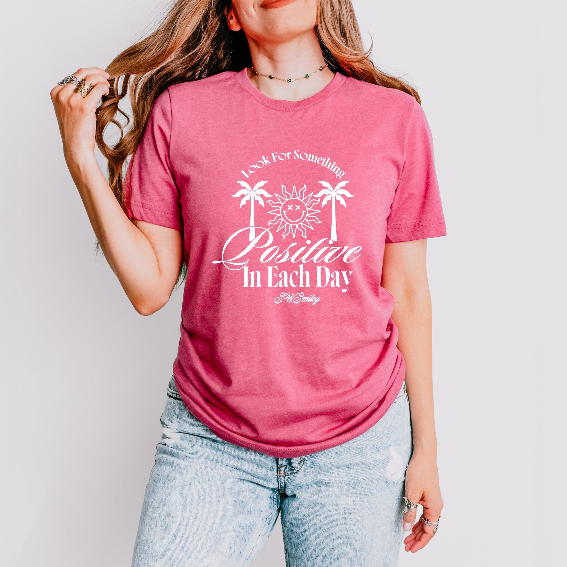 S.W.Smiley Look For Something Positive - Women's Short Sleeve Graphic T-Shirt