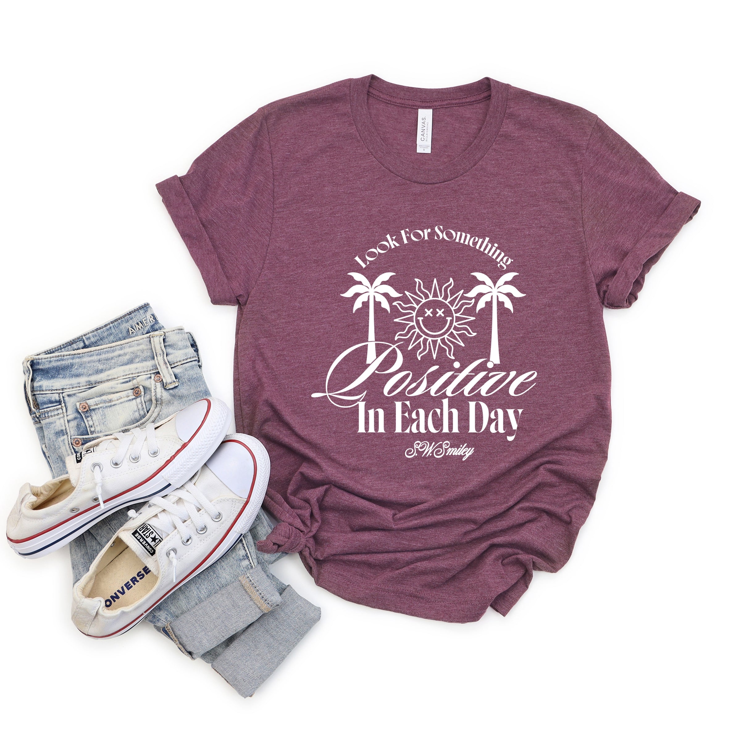 S.W.Smiley Look For Something Positive - Women's Short Sleeve Graphic T-Shirt