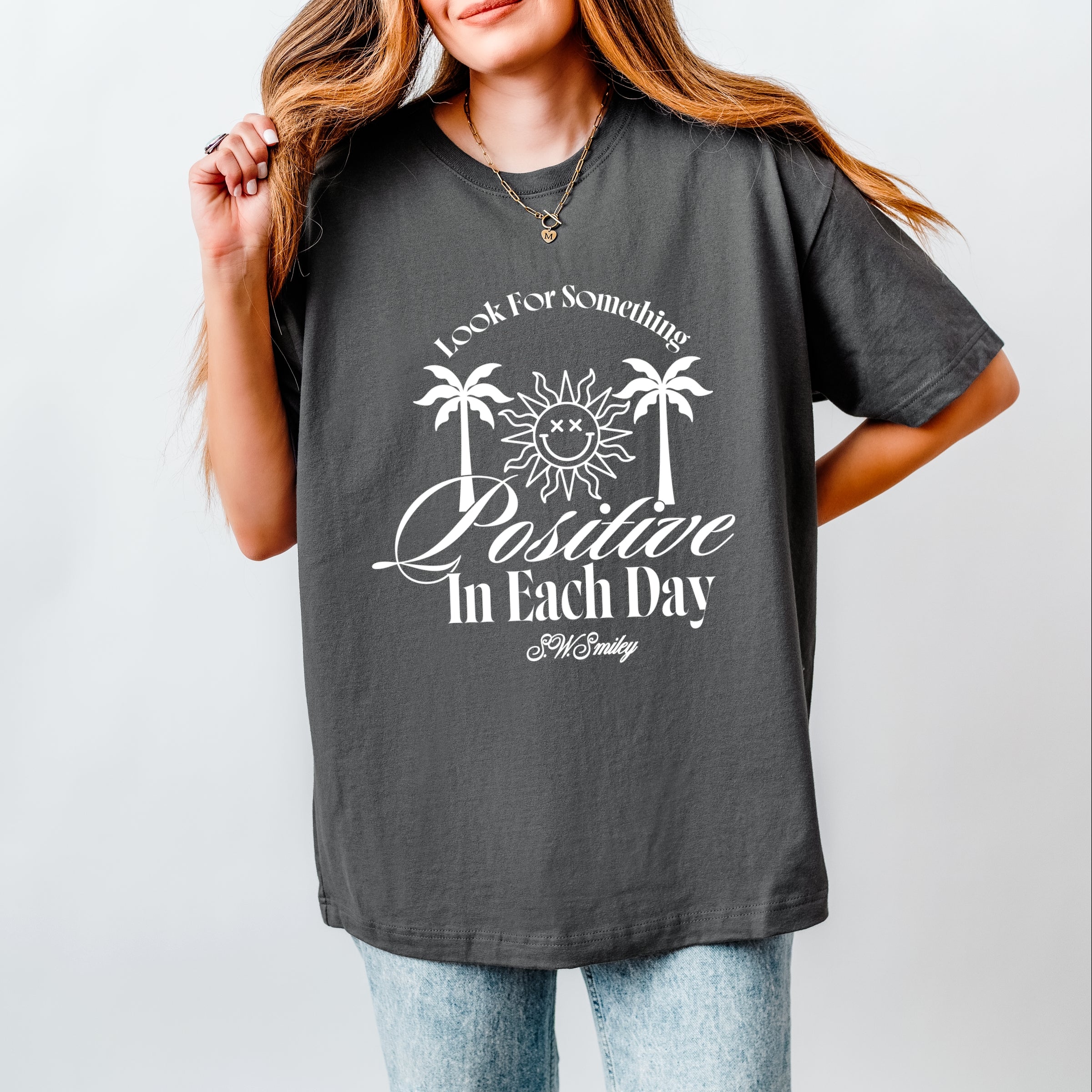 S.W.Smiley Look For Something Positive - Women's Heavyweight Graphic T-Shirt