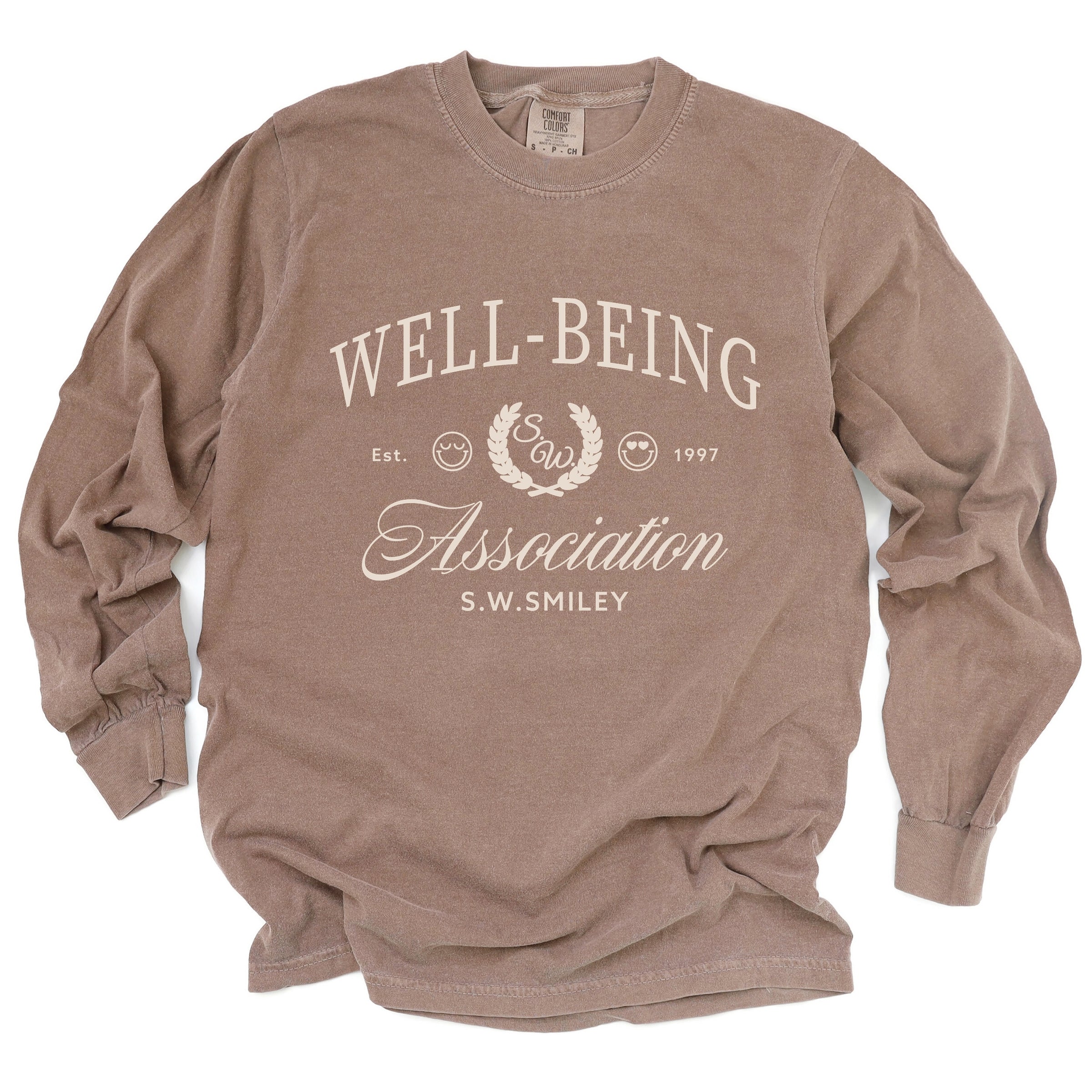 S.W.Smiley Well-Being Association - Women's Garment Dyed Long Sleeve Graphic T-Shirt