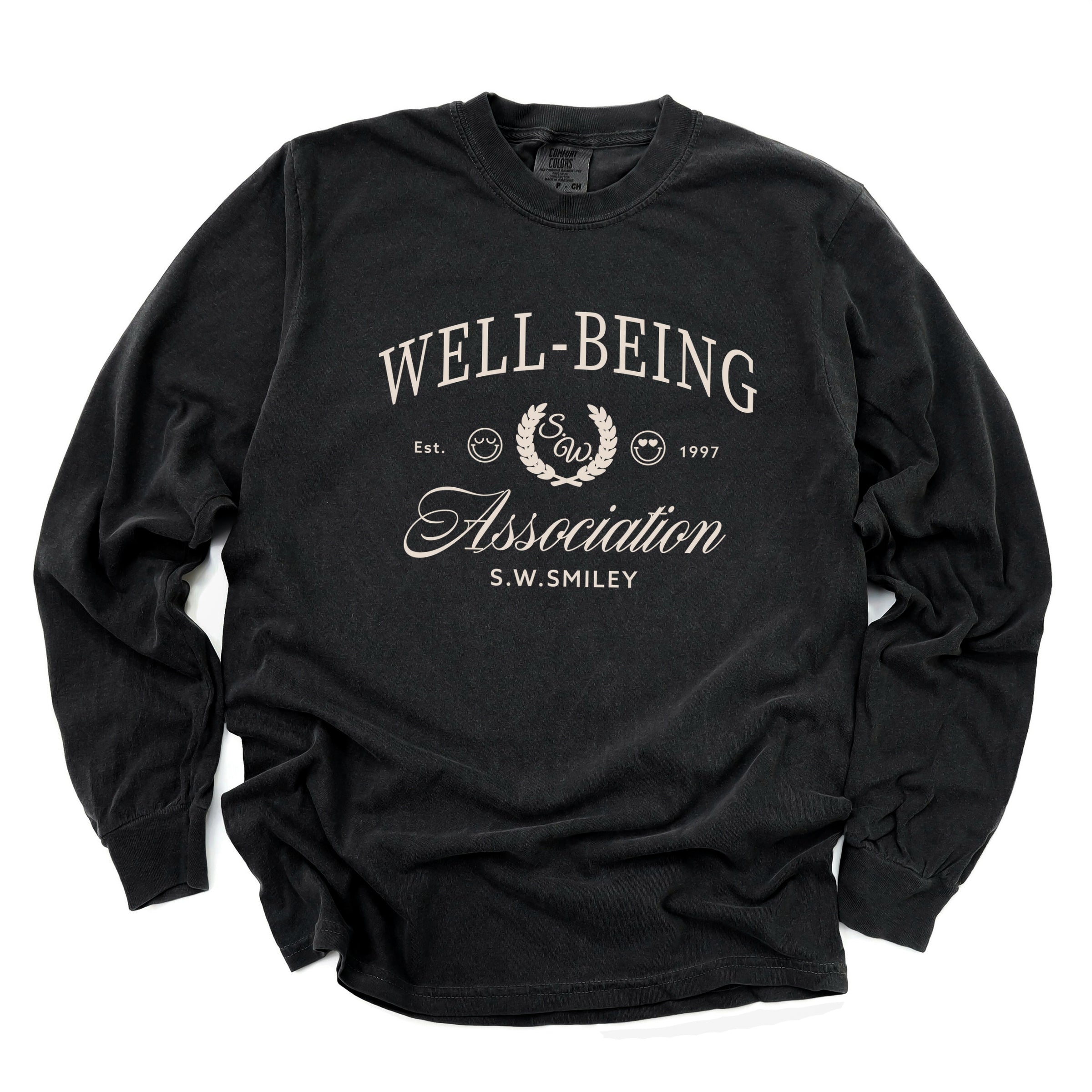 S.W.Smiley Well-Being Association - Women's Garment Dyed Long Sleeve Graphic T-Shirt