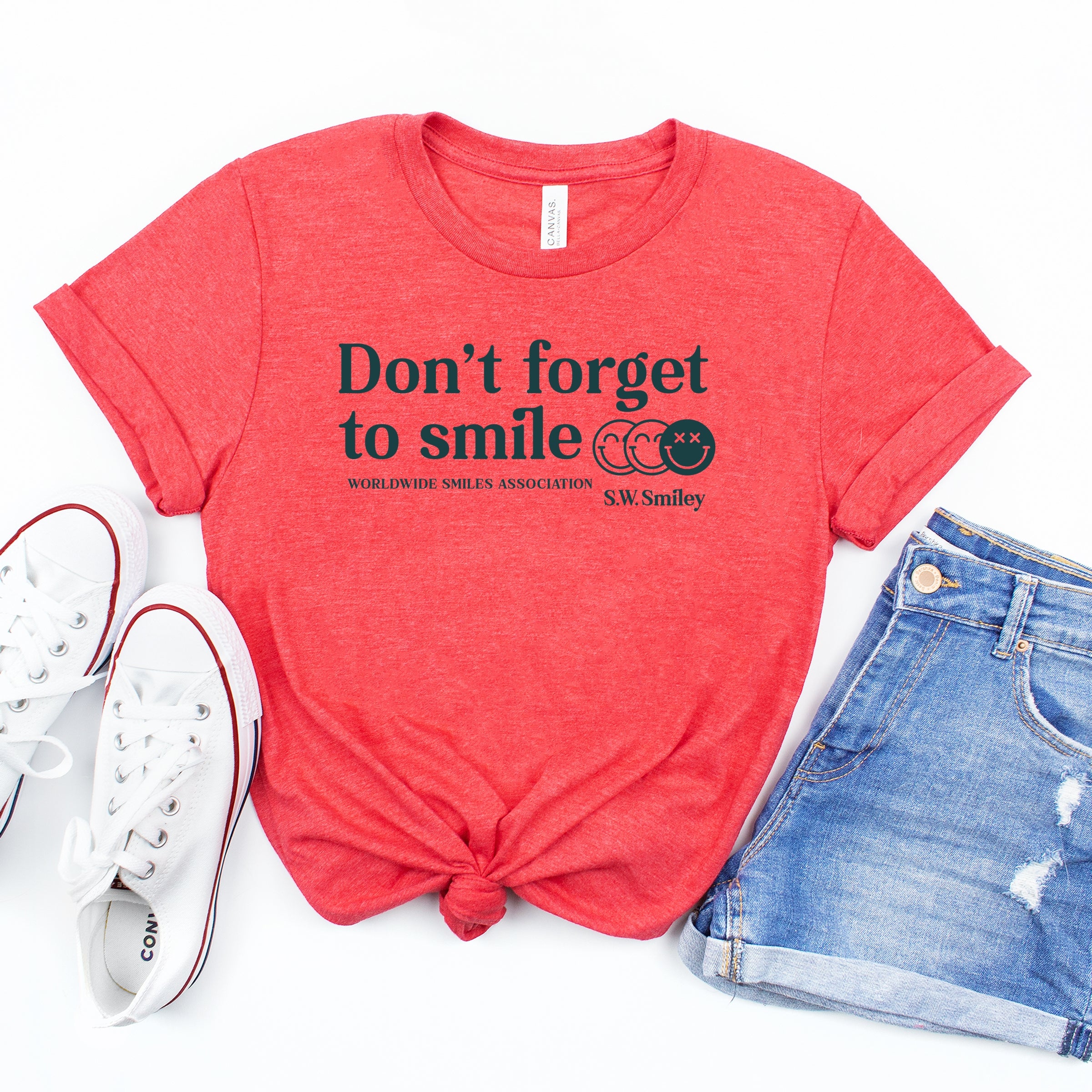S.W.Smiley Don't Forget To Smile - Women's Short Sleeve Graphic T-Shirt