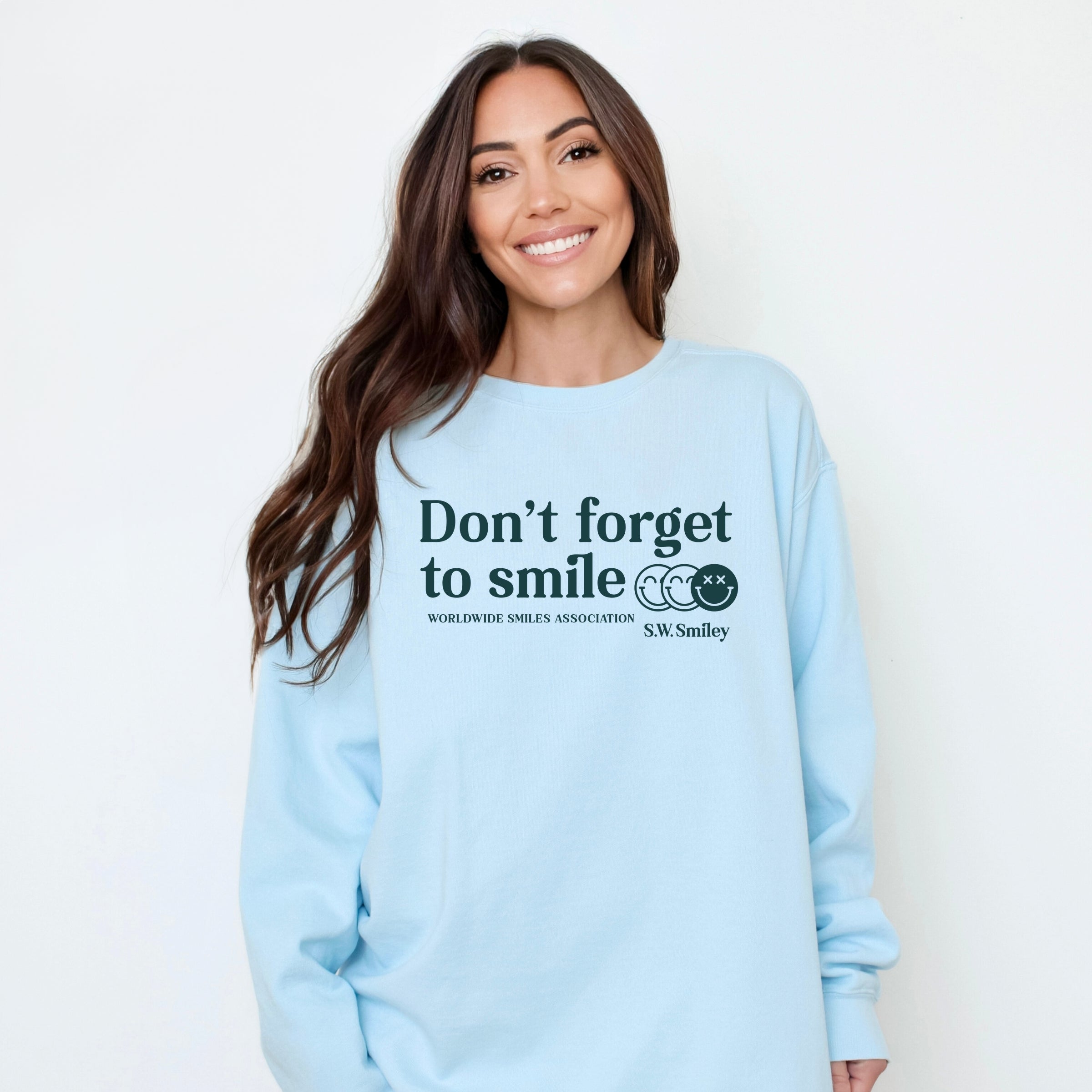 S.W.Smiley Don't Forget To Smile - Women's Garment Dyed Graphic Sweatshirt