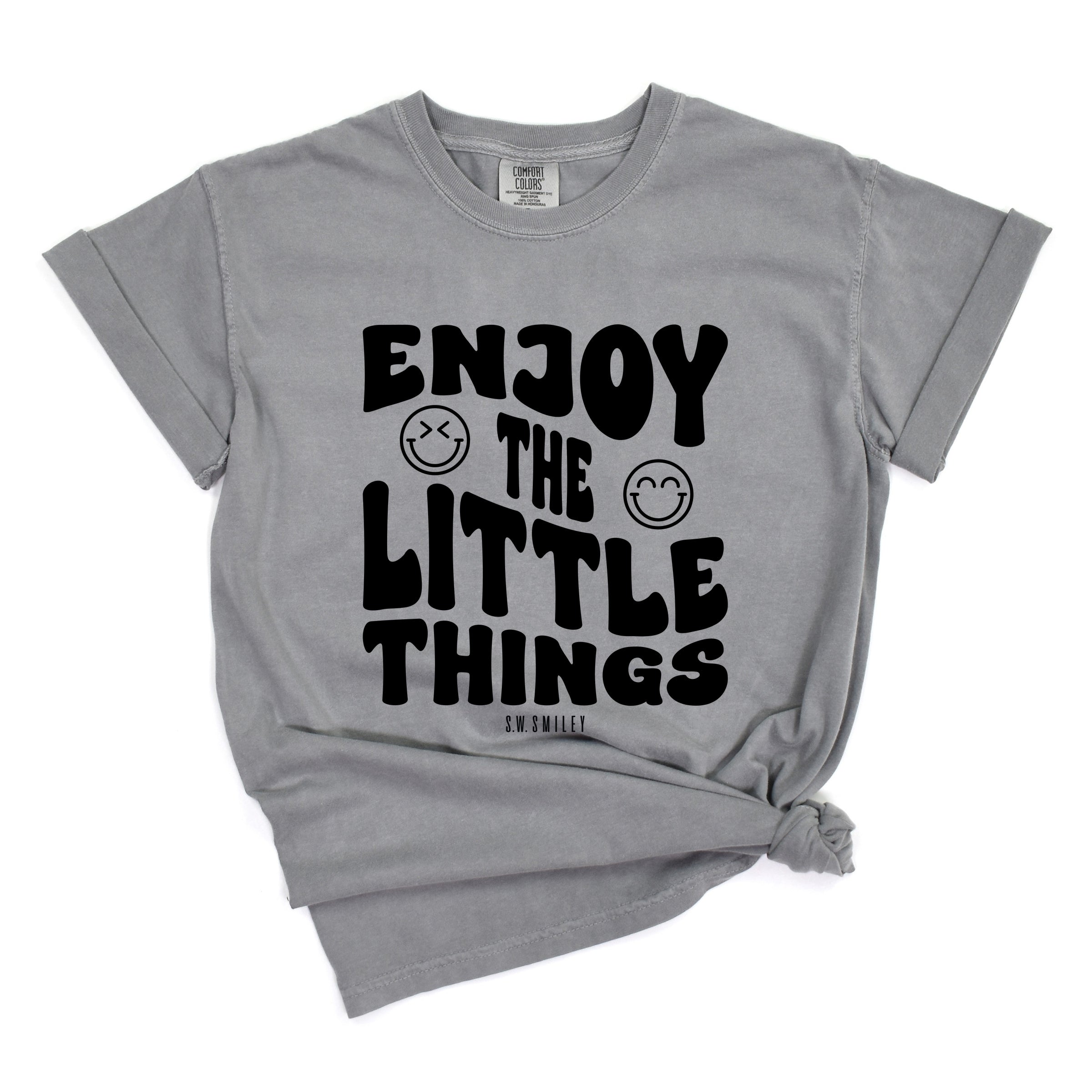 S.W.Smiley Enjoy The Little Things - Women's Garment Dyed Graphic T-Shirt