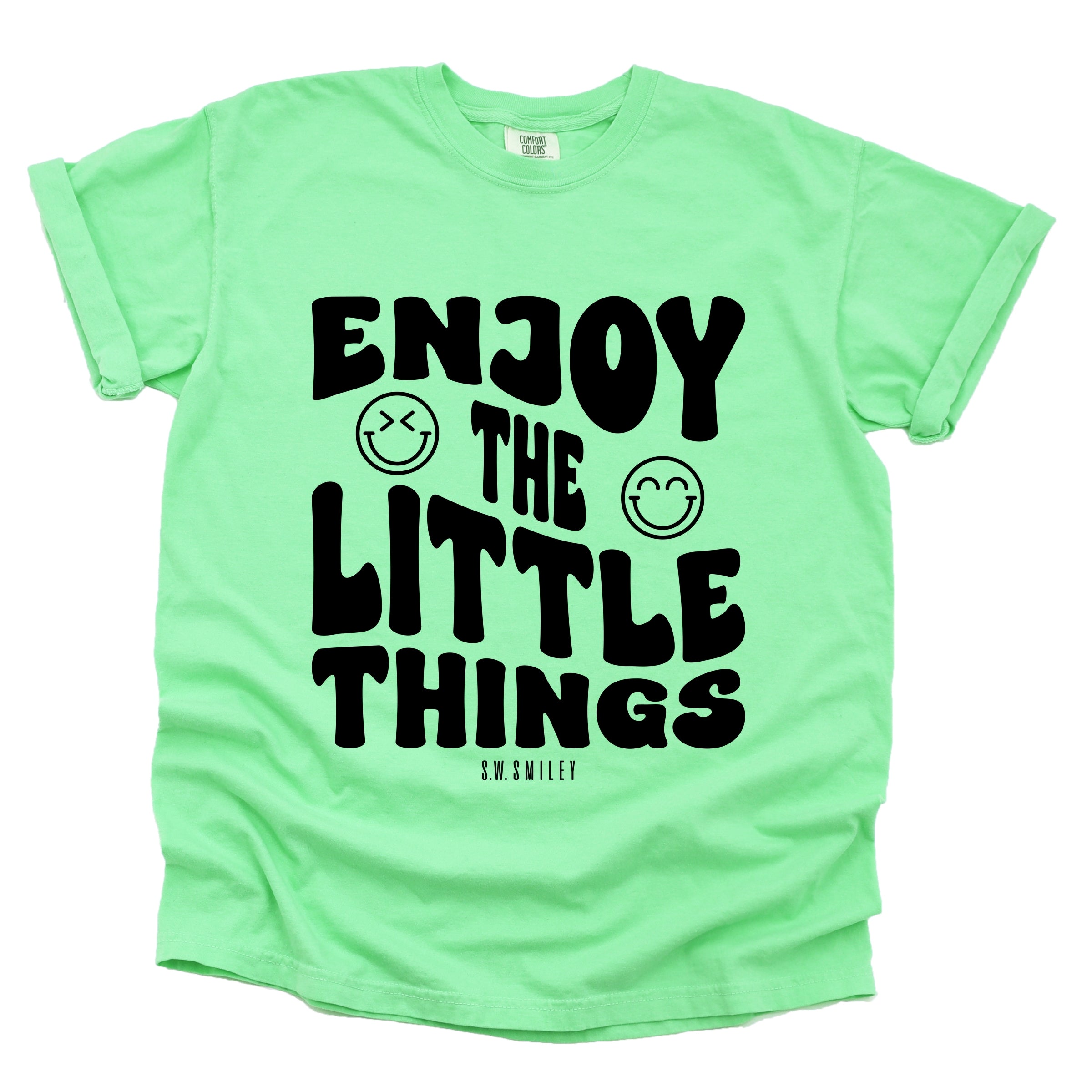 S.W.Smiley Enjoy The Little Things - Women's Garment Dyed Graphic T-Shirt