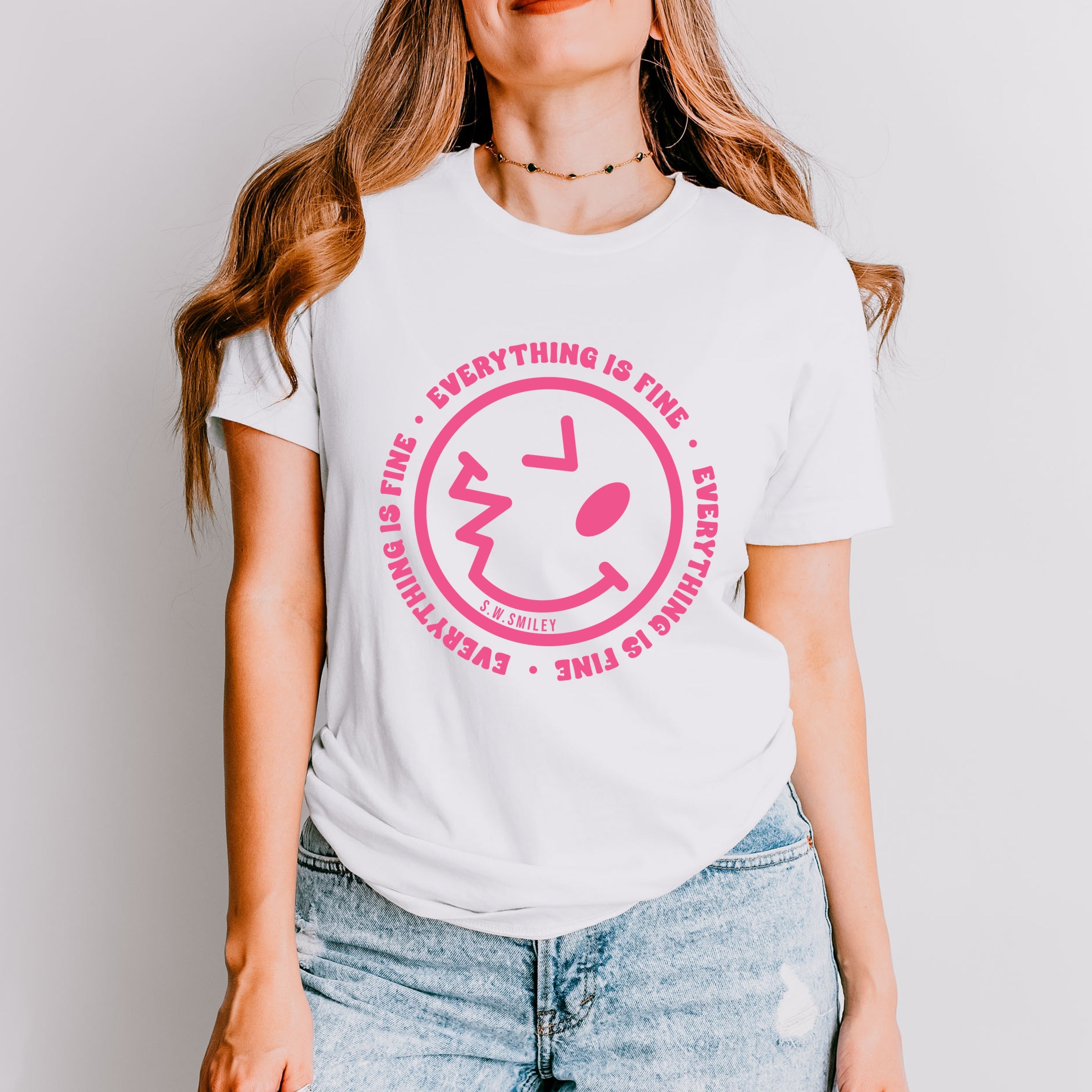 S.W.Smiley Everything Is Fine - Women's Short Sleeve Graphic T-Shirt
