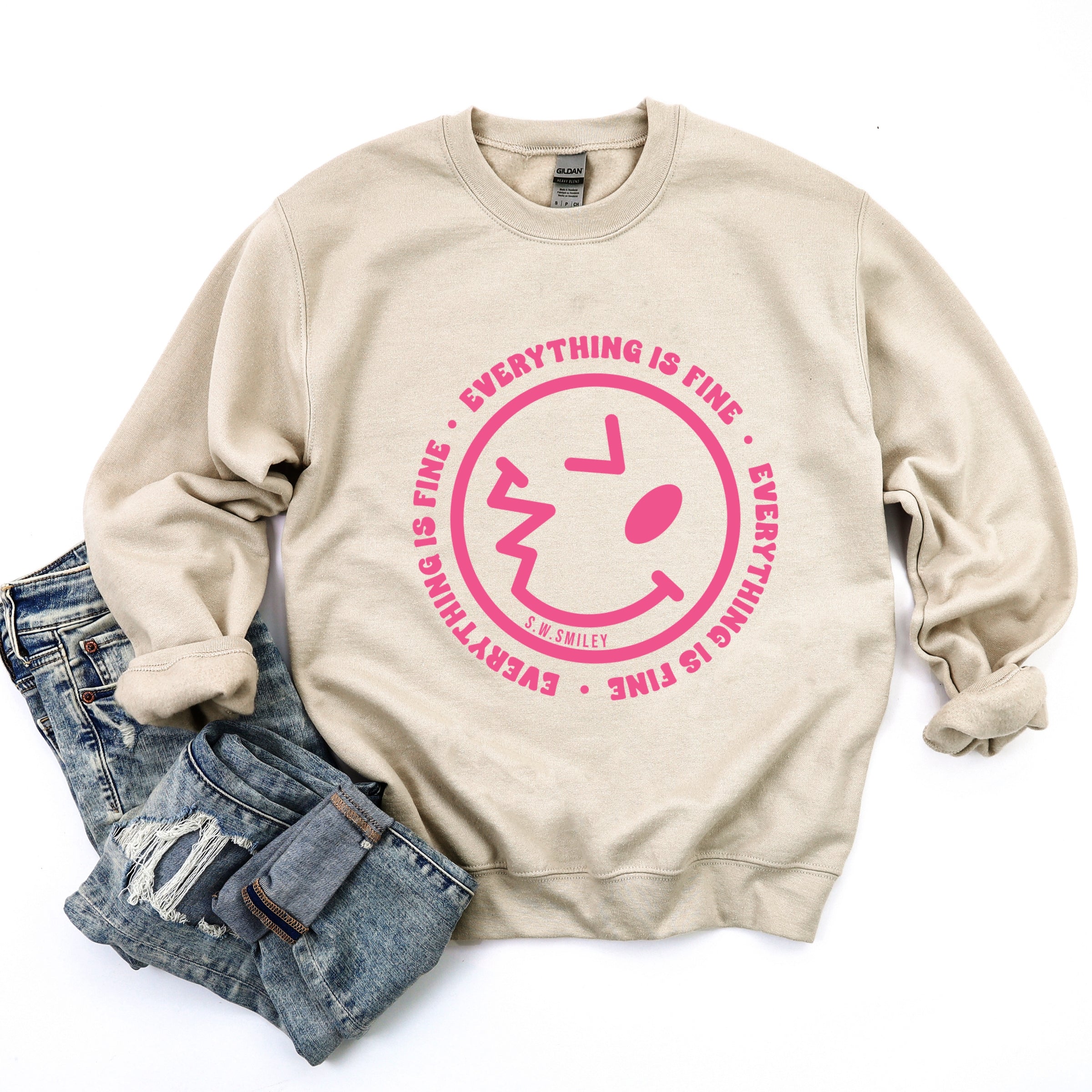 S.W.Smiley Everything Is Fine - Women's Graphic Sweatshirt
