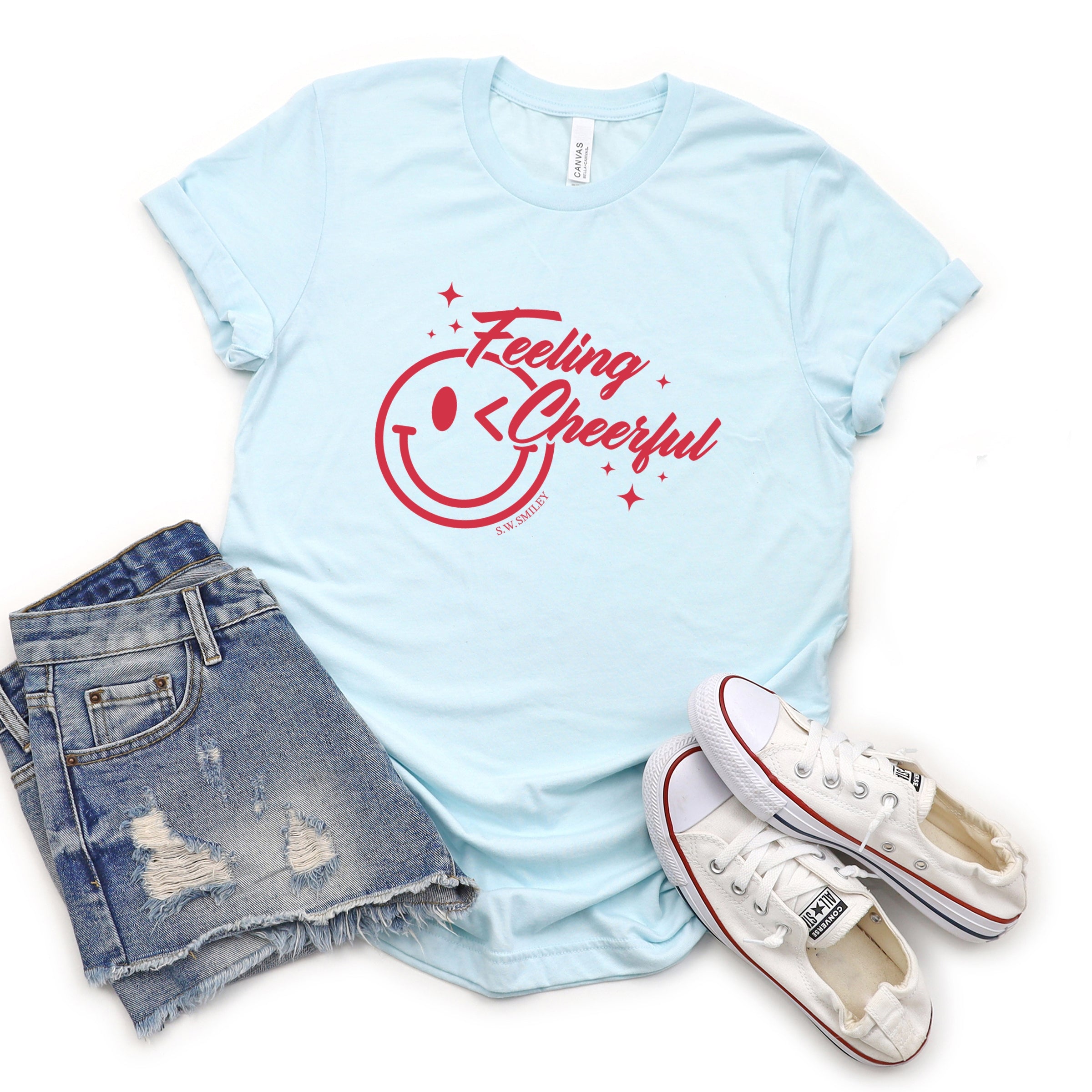 S.W.Smiley Feeling Cheerful Sparkle - Women's Short Sleeve Graphic T-Shirt
