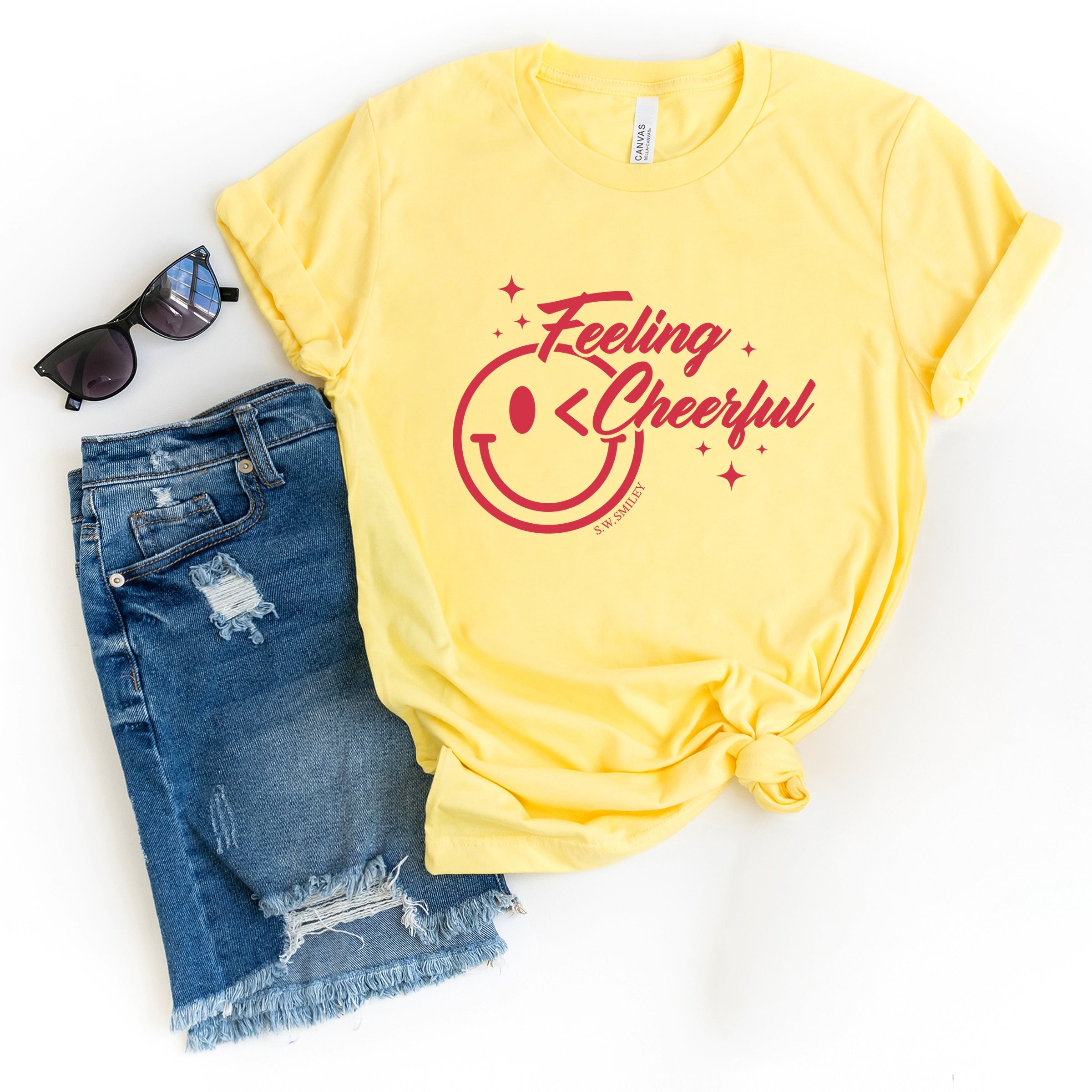 S.W.Smiley Feeling Cheerful Sparkle - Women's Short Sleeve Graphic T-Shirt