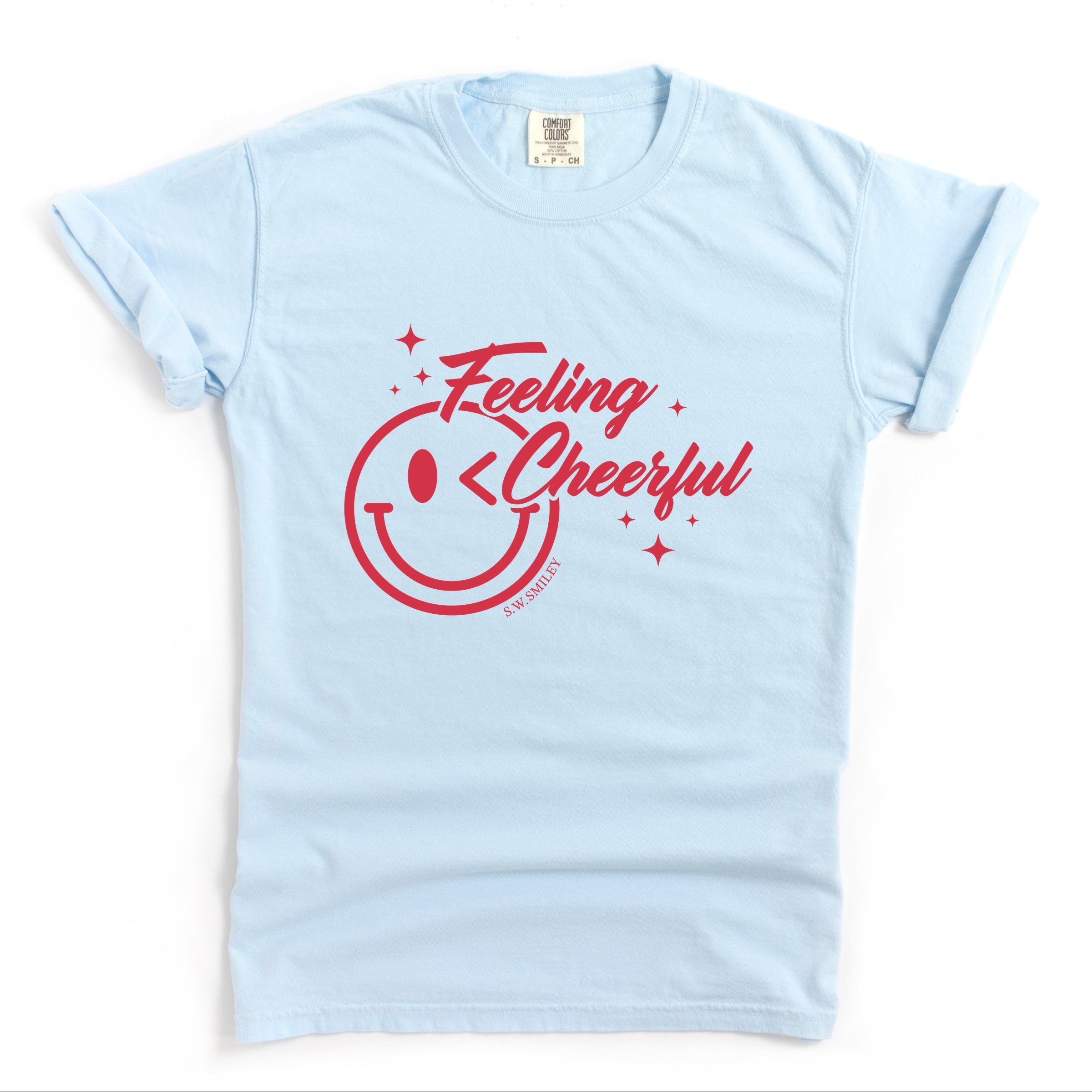 S.W.Smiley Feeling Cheerful Sparkle - Women's Garment Dyed Graphic T-Shirt