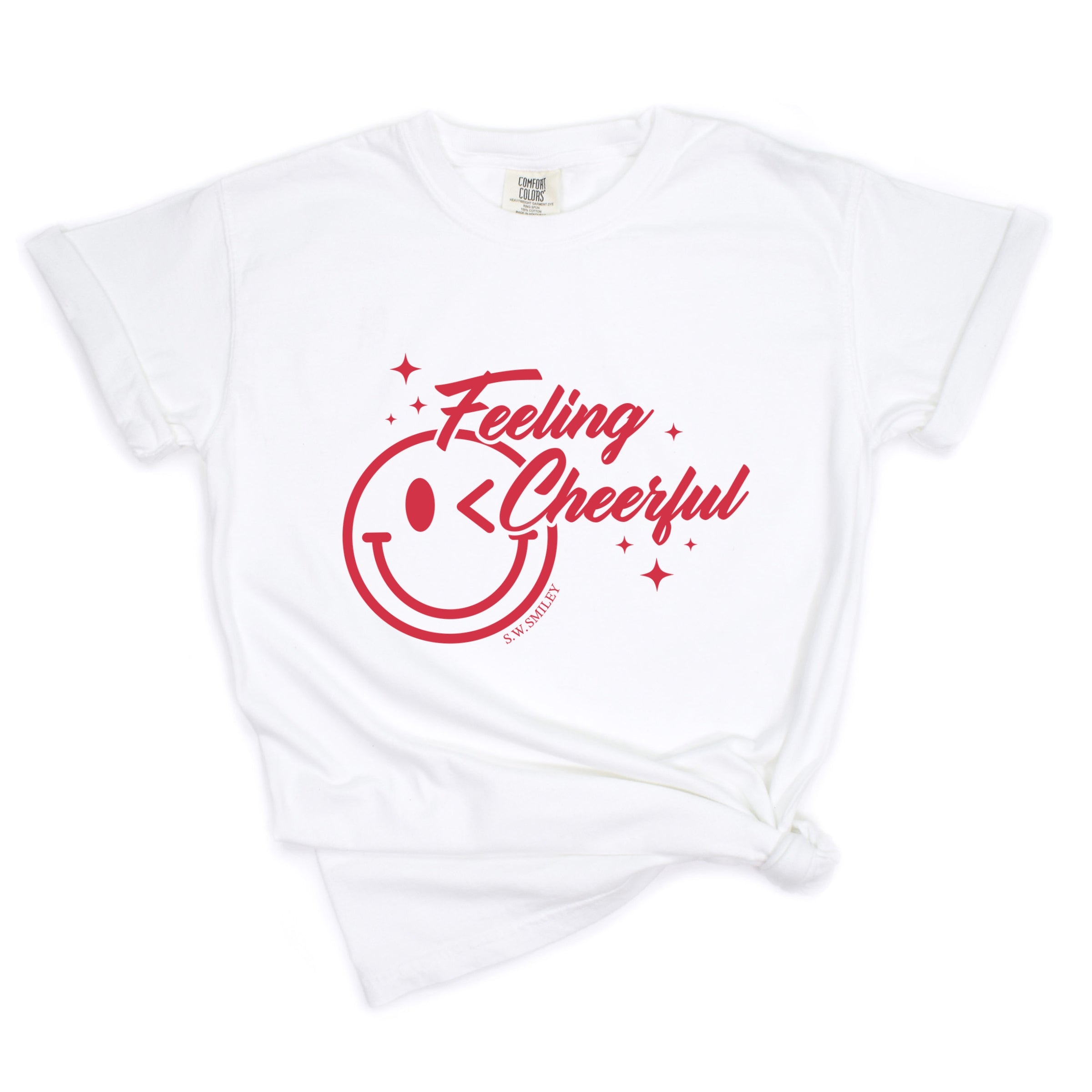S.W.Smiley Feeling Cheerful Sparkle - Women's Garment Dyed Graphic T-Shirt