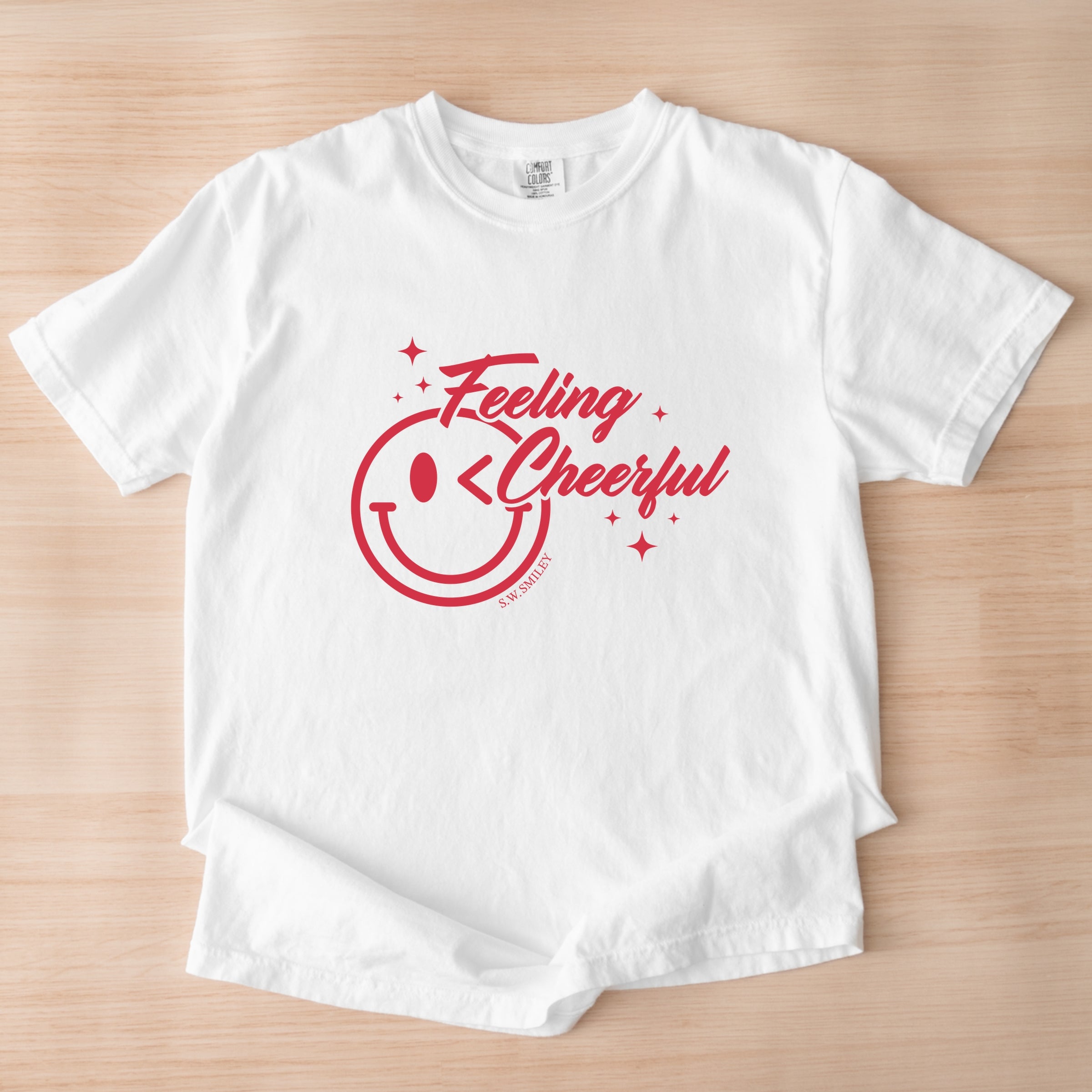 S.W.Smiley Feeling Cheerful Sparkle - Women's Garment Dyed Graphic T-Shirt