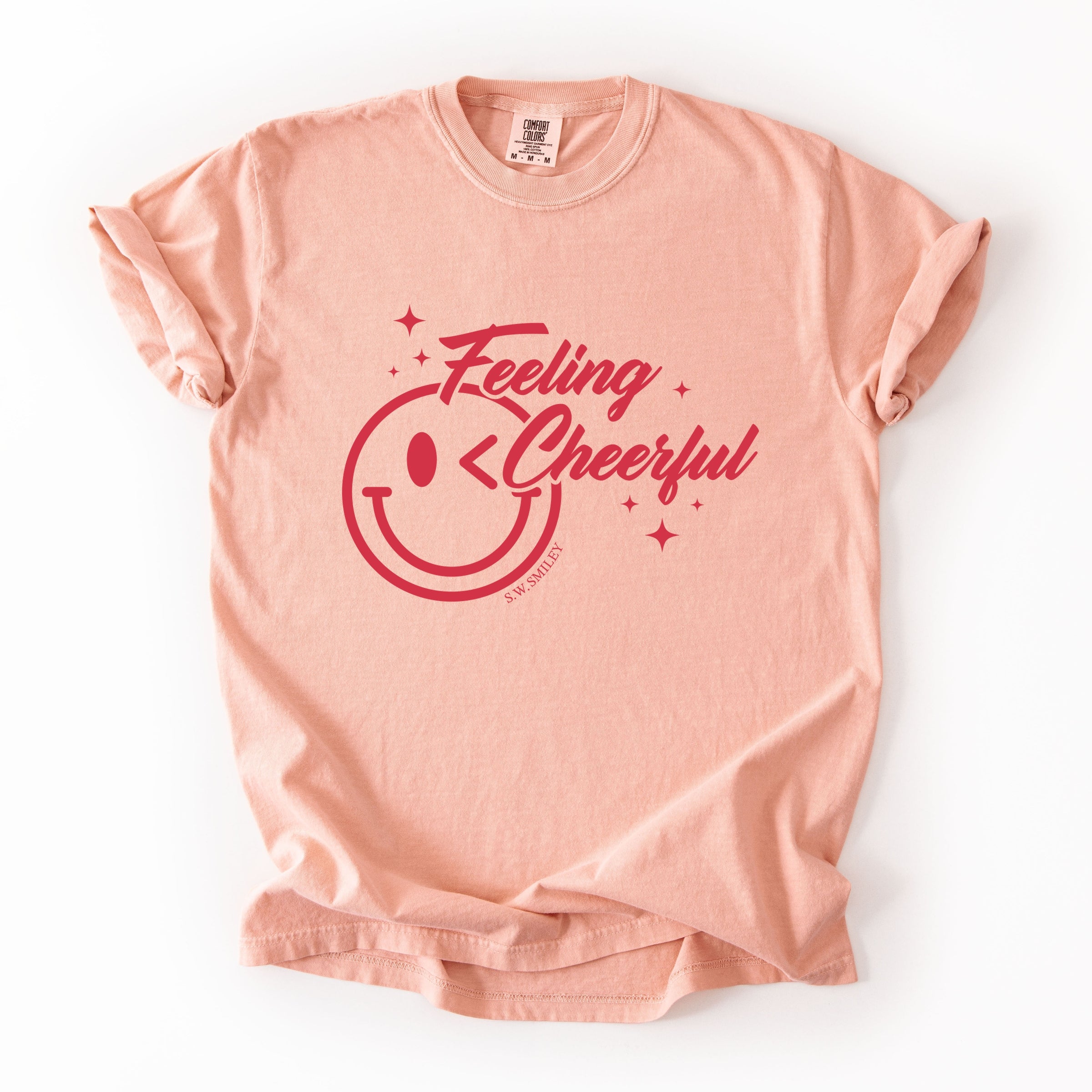 S.W.Smiley Feeling Cheerful Sparkle - Women's Garment Dyed Graphic T-Shirt