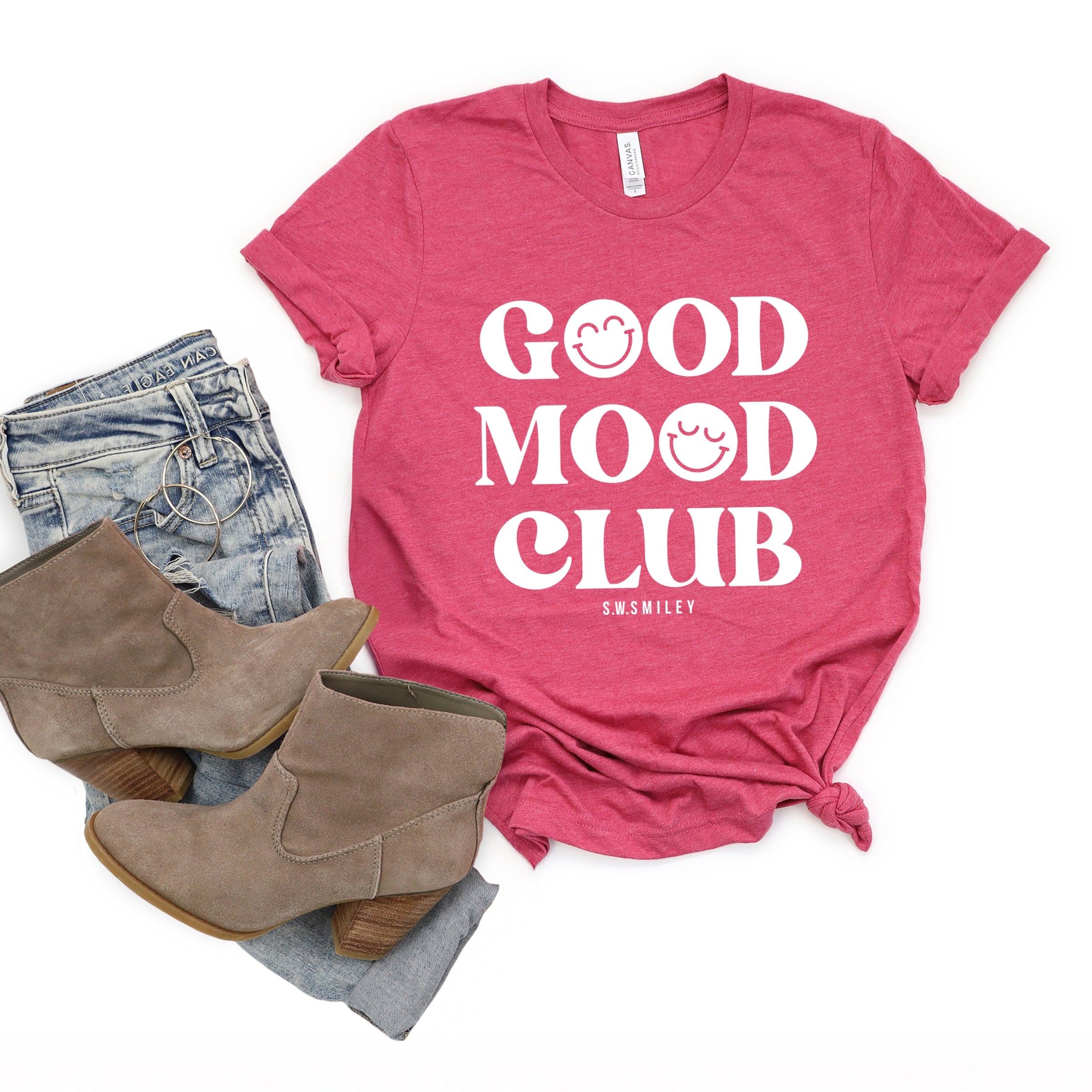 S.W.Smiley Good Mood Club - Women's Short Sleeve Graphic T-Shirt