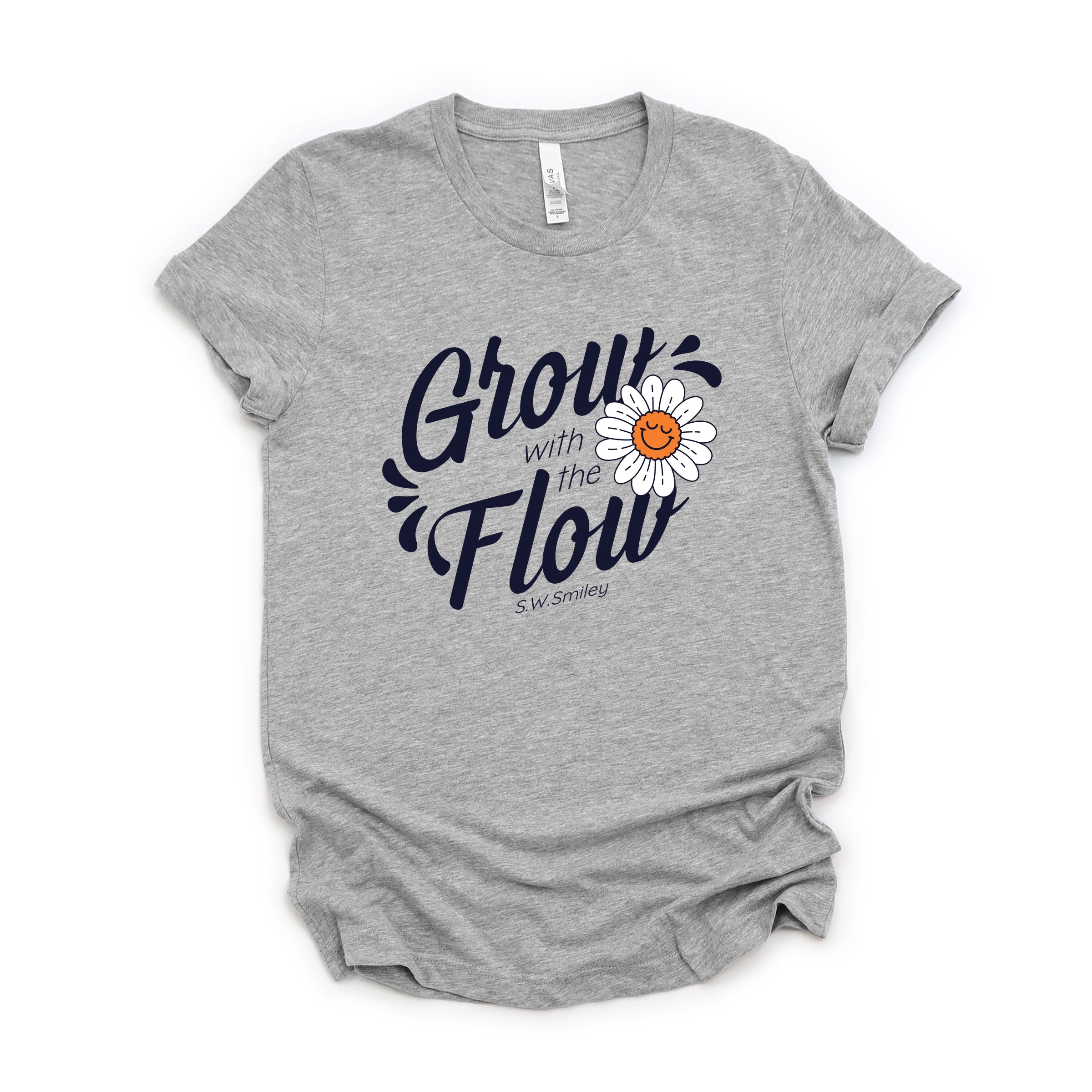 S.W.Smiley Grow With The Flow Flower - Women's Short Sleeve Graphic T-Shirt