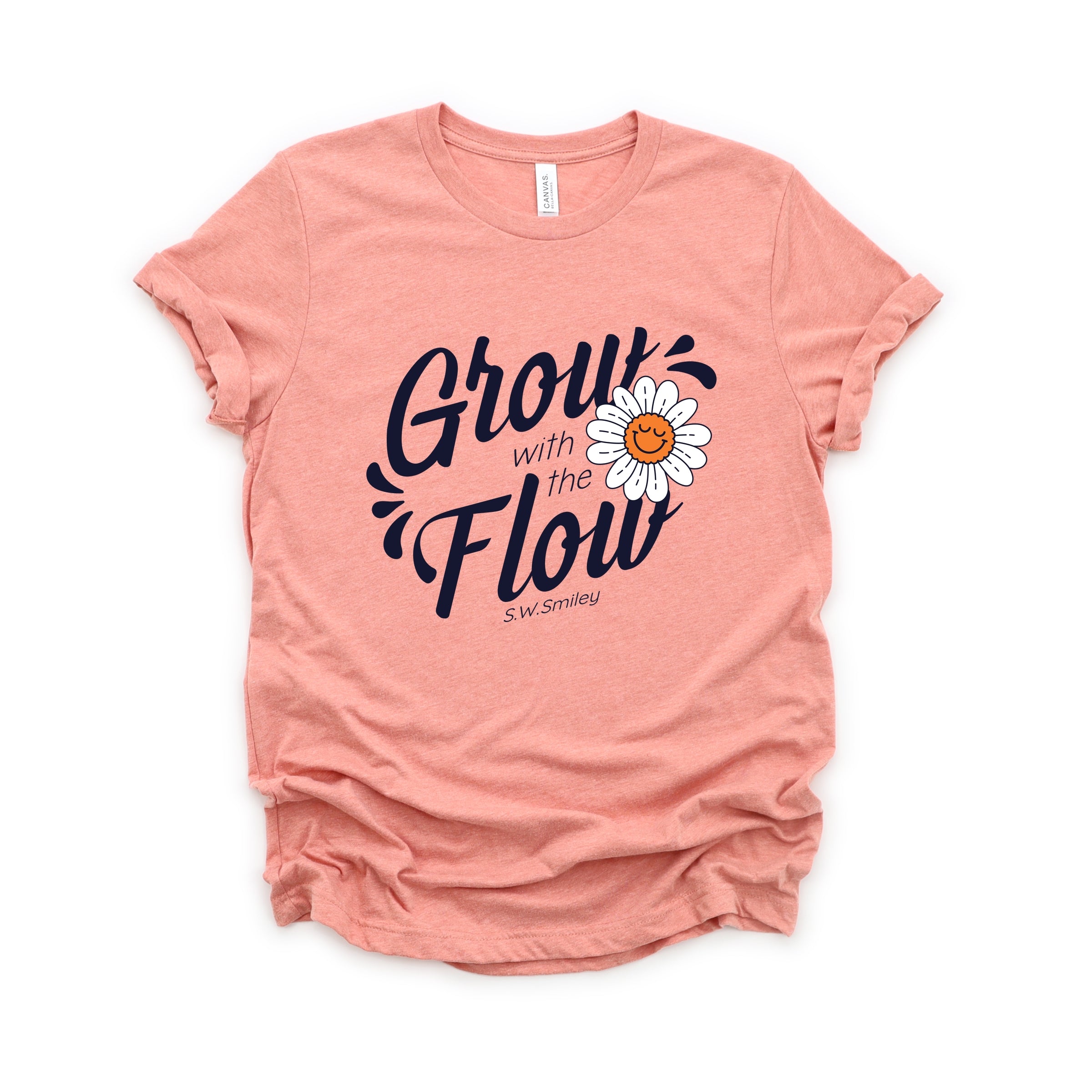 S.W.Smiley Grow With The Flow Flower - Women's Short Sleeve Graphic T-Shirt