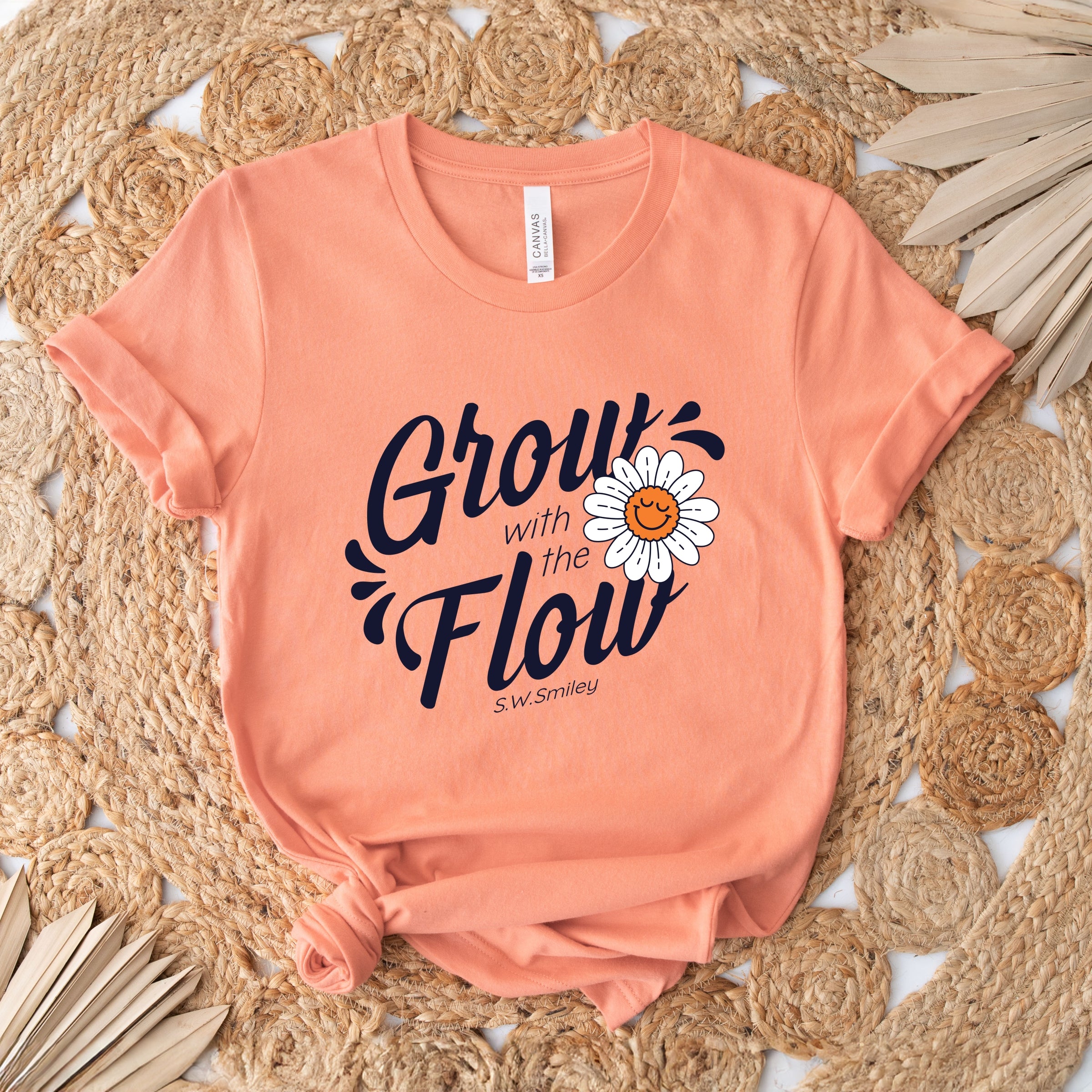 S.W.Smiley Grow With The Flow Flower - Women's Short Sleeve Graphic T-Shirt