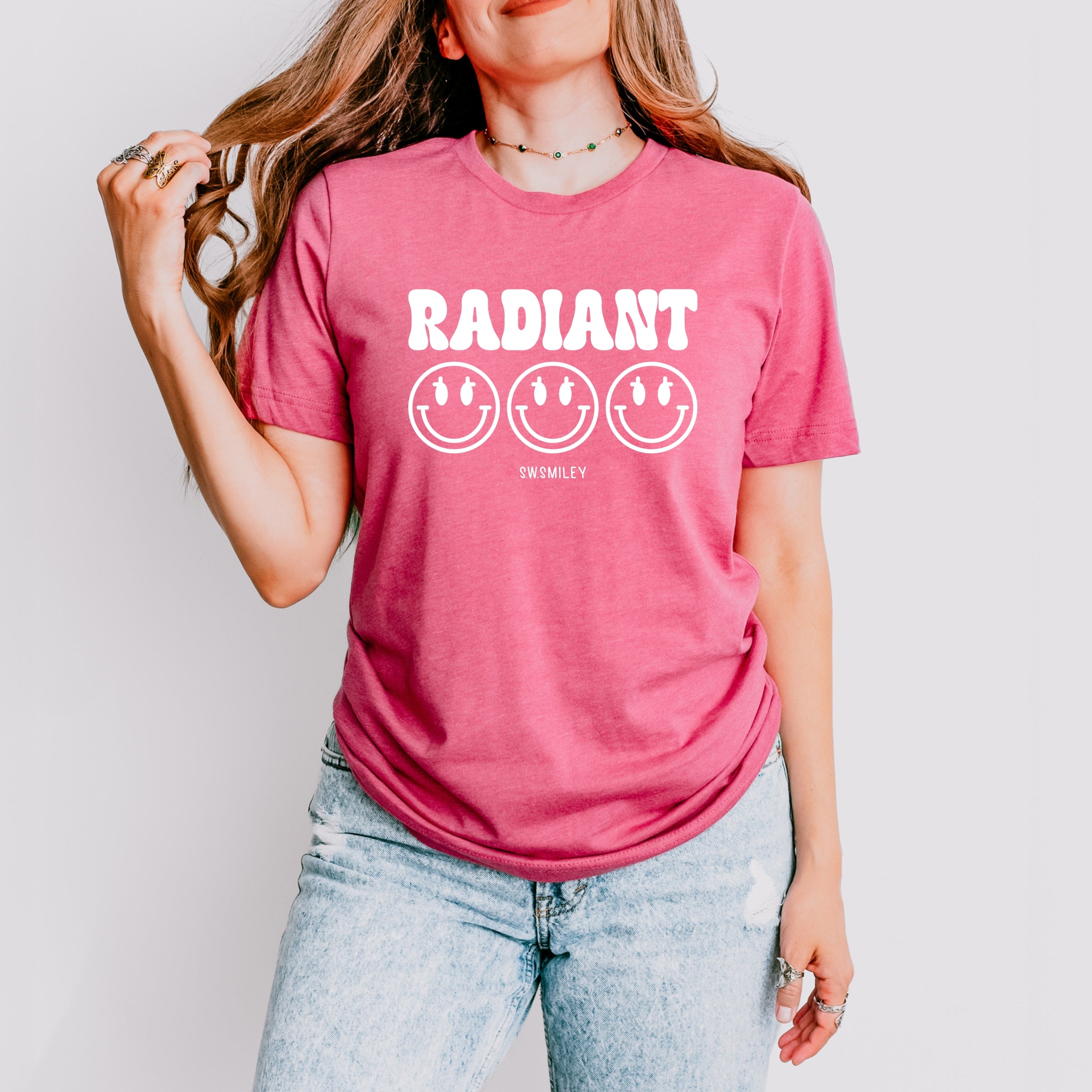 S.W.Smiley Radiant Groovy Outline - Women's Short Sleeve Graphic T-Shirt